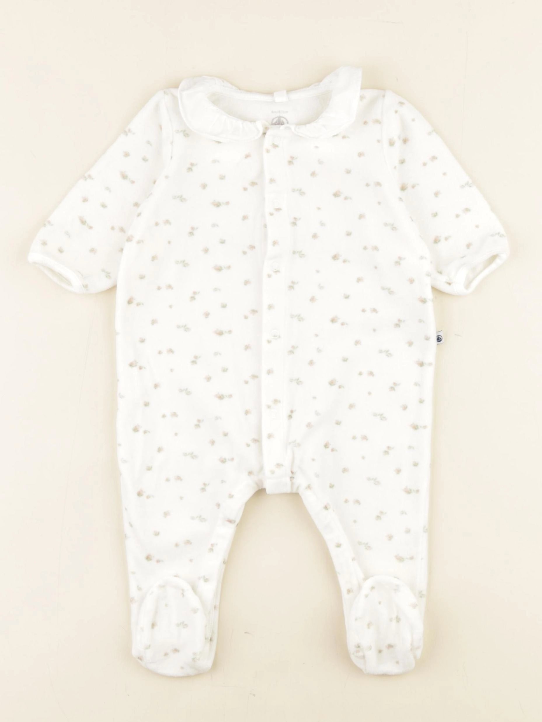 Petit Bateau - pyjama velours beige - 6 mois