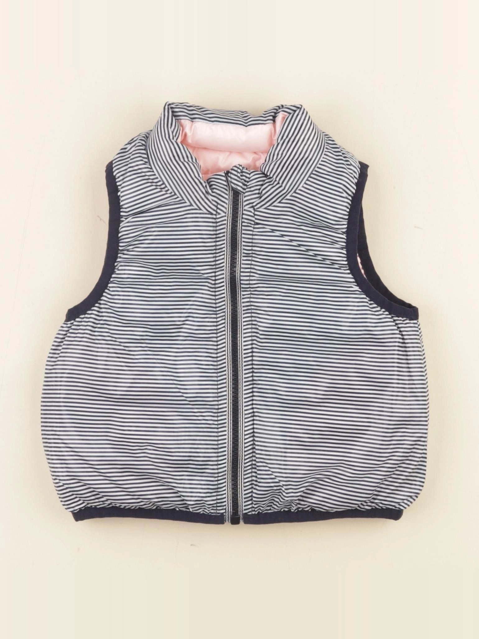 Petit Bateau - doudoune réversible bleu, rose - 6 mois