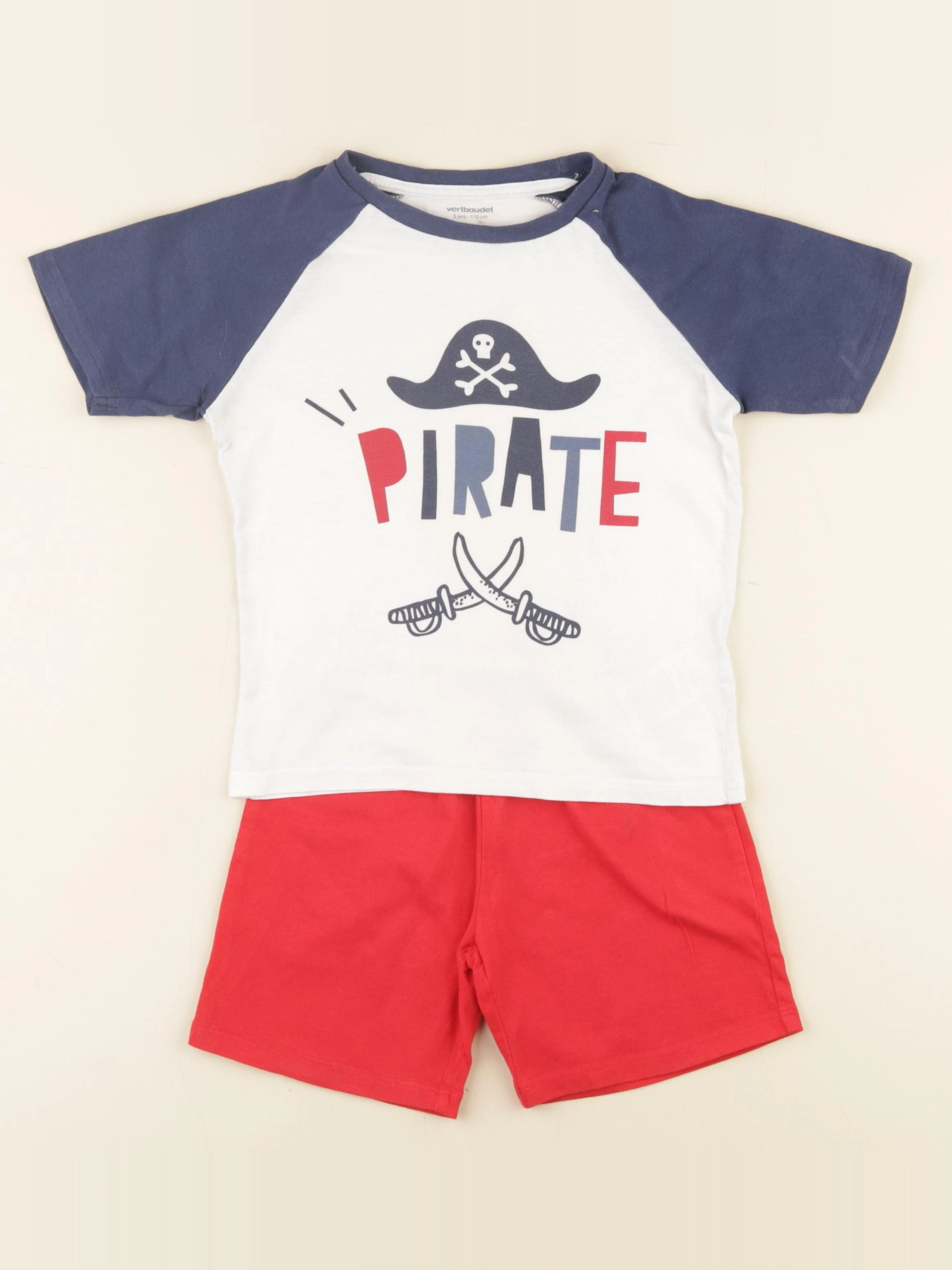 Vertbaudet - pyjama coton blanc, bleu - 5 ans