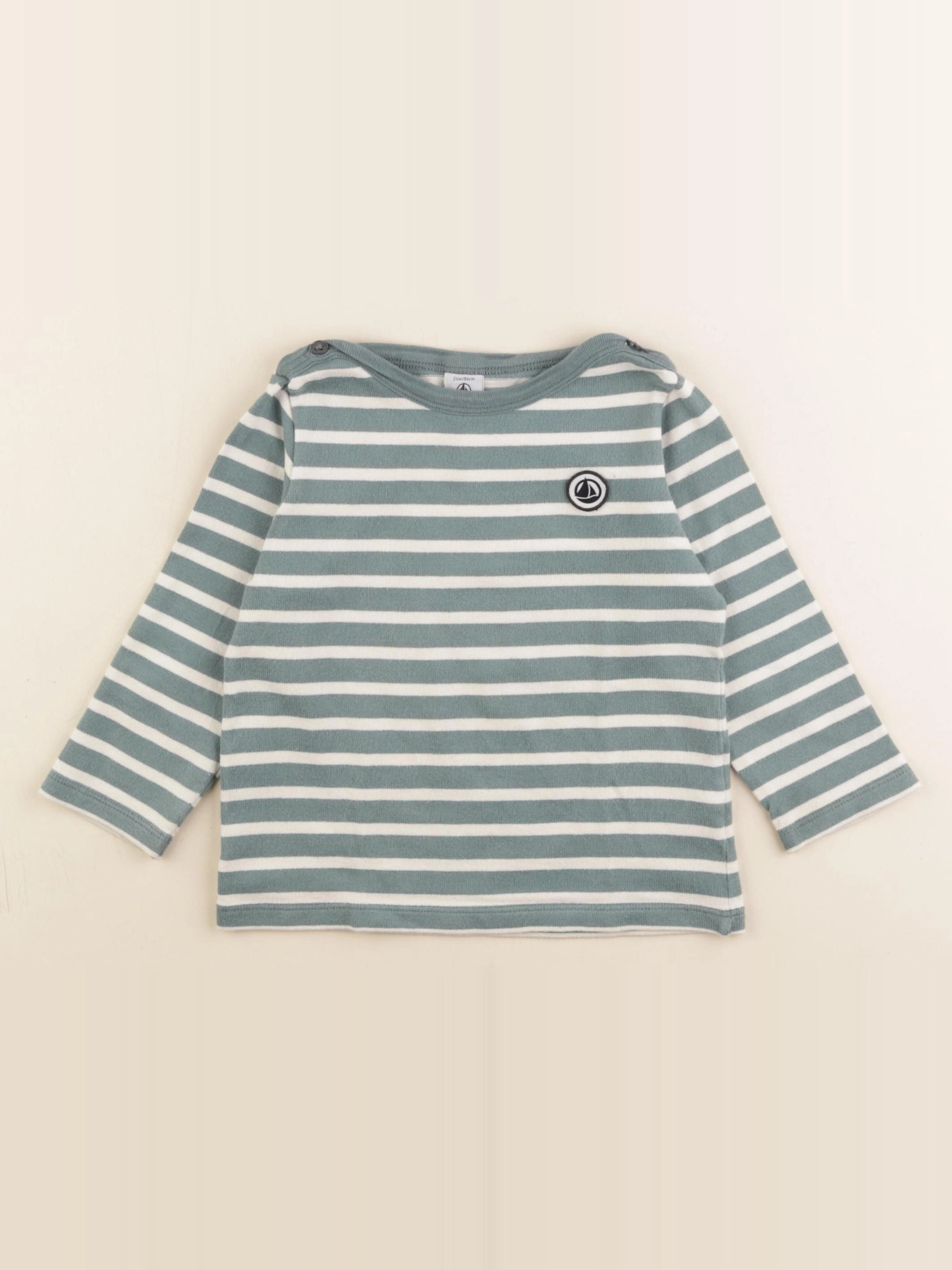 Petit Bateau - tee-shirt blanc, vert - 24 mois