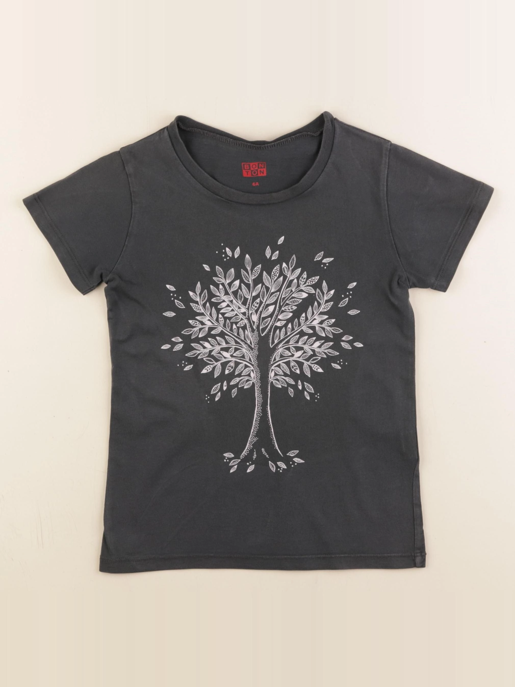 Bonton - tee-shirt gris, noir - 6 ans