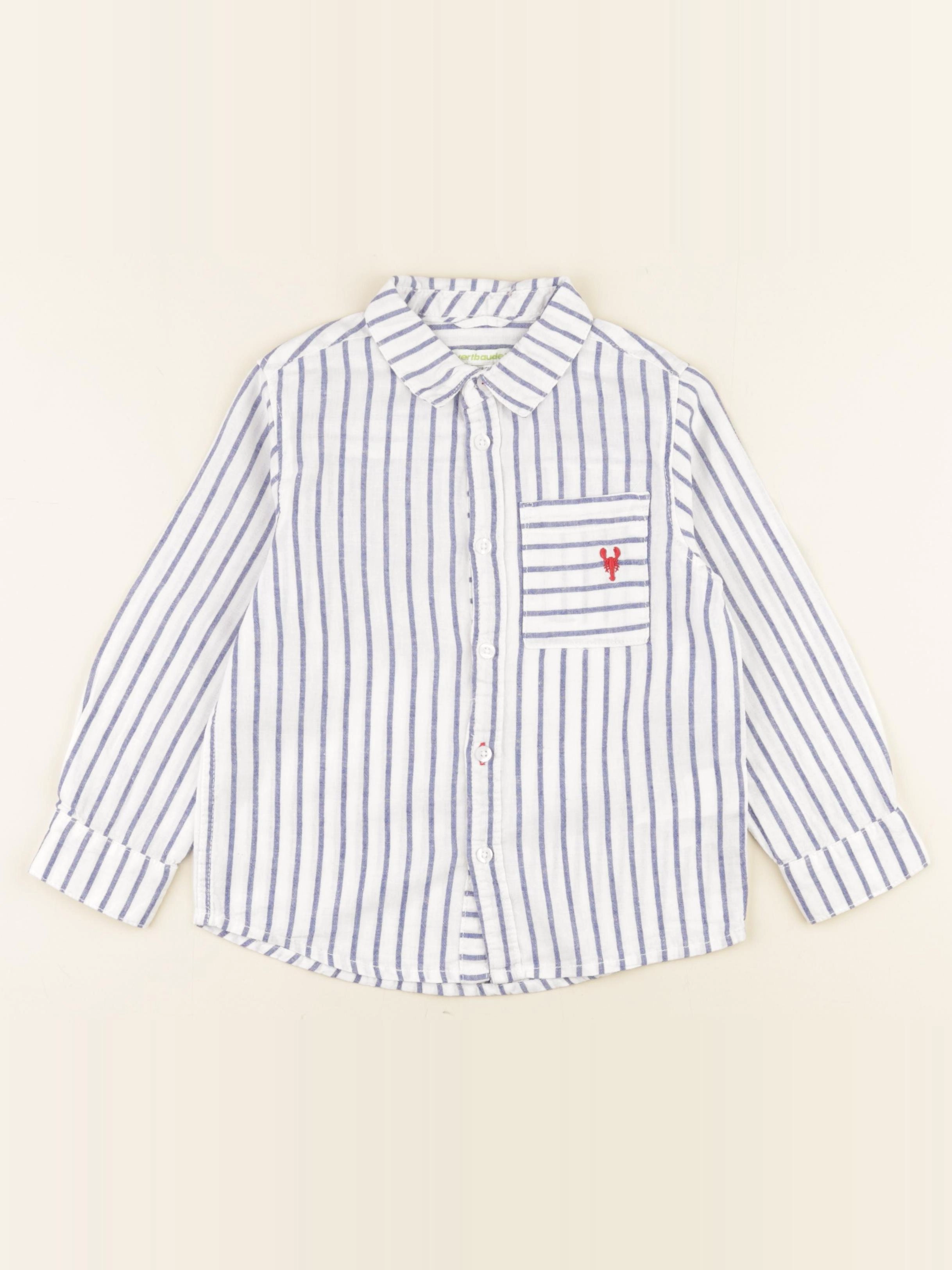 Vertbaudet - chemise blanc, bleu - 6 ans