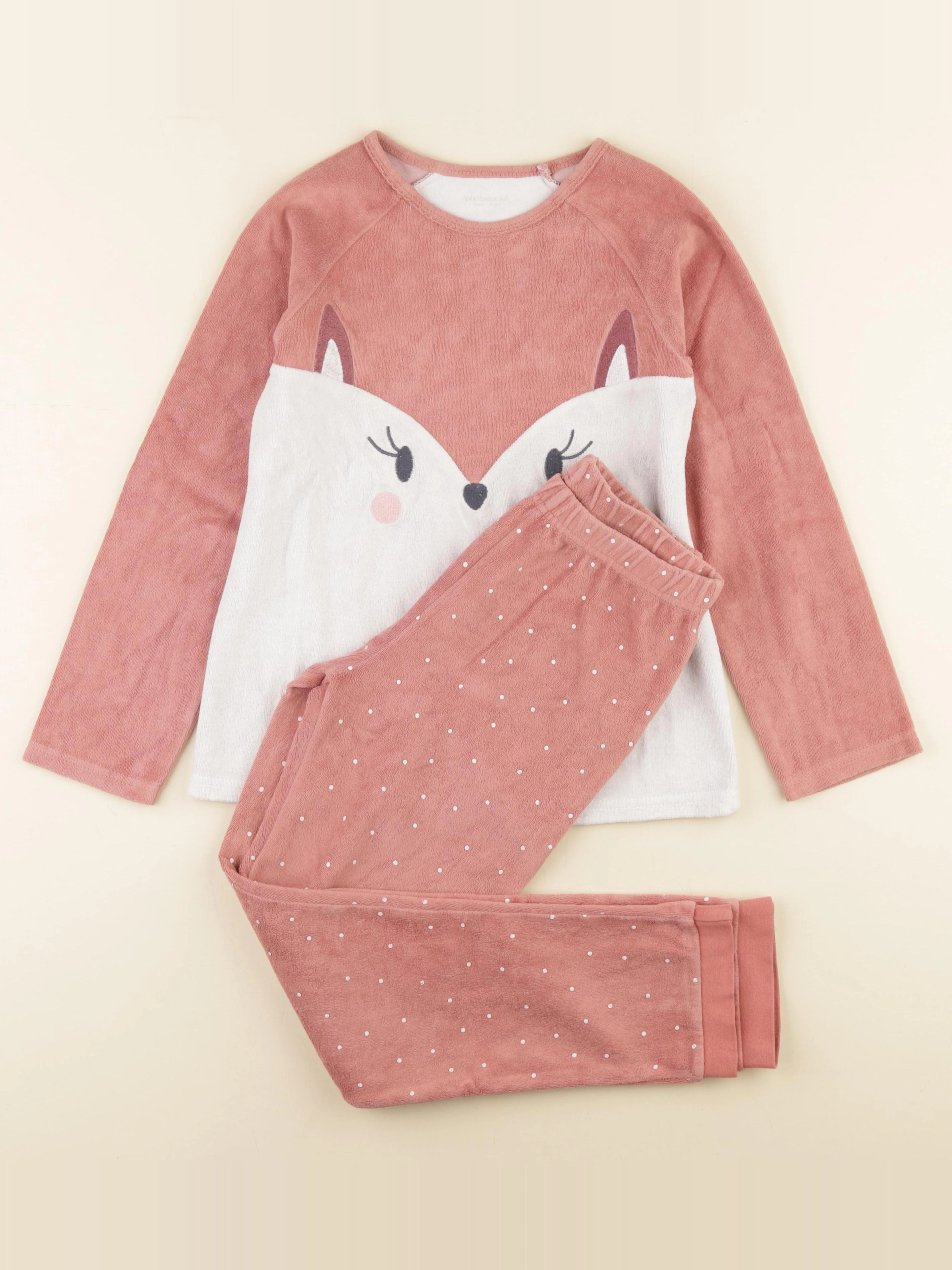 Vertbaudet - pyjama velours rose - 10 ans
