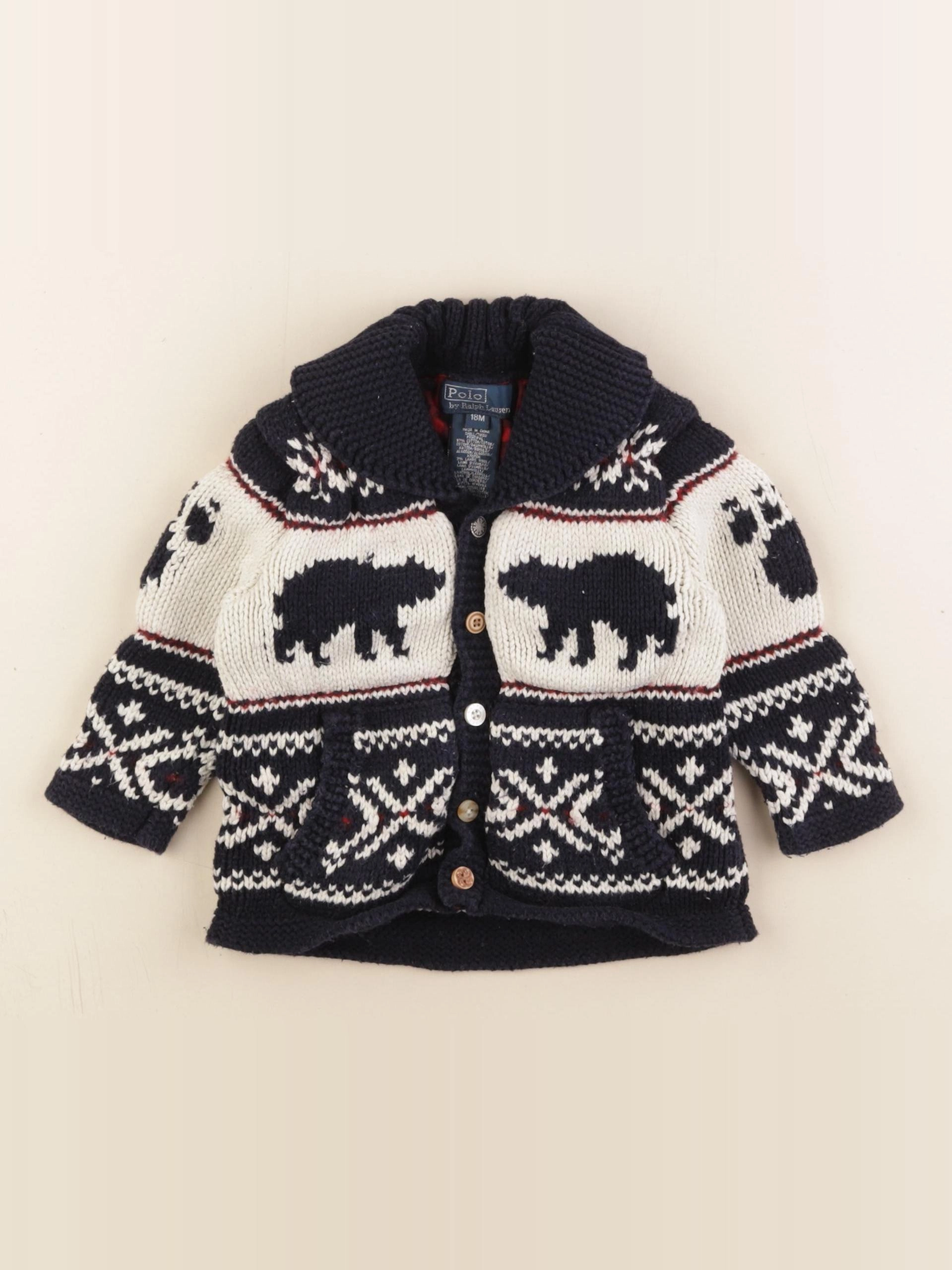 Ralph Lauren - gilet bleu, blanc - 18 mois