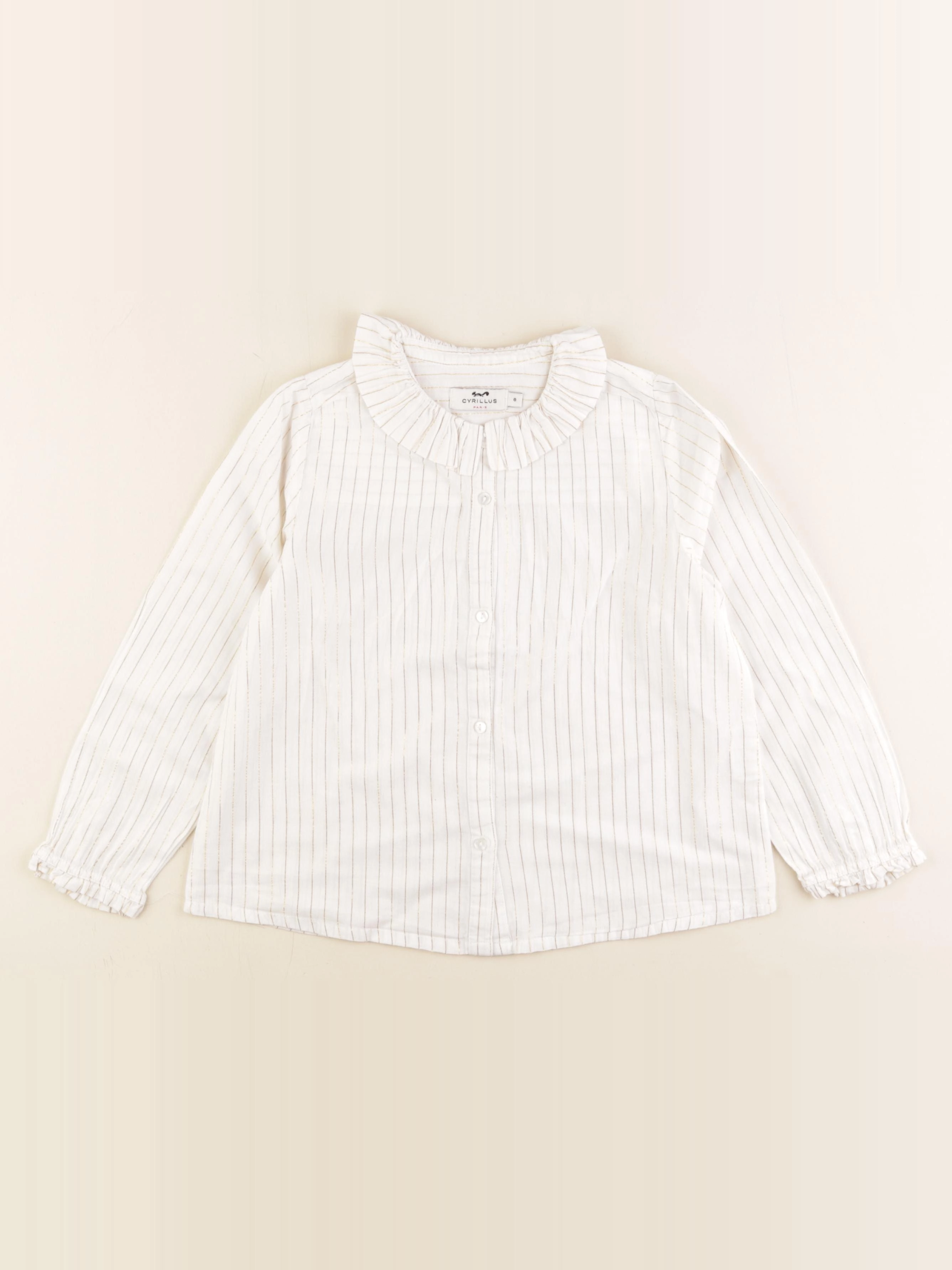 Cyrillus - blouse blanc, or - 8 ans