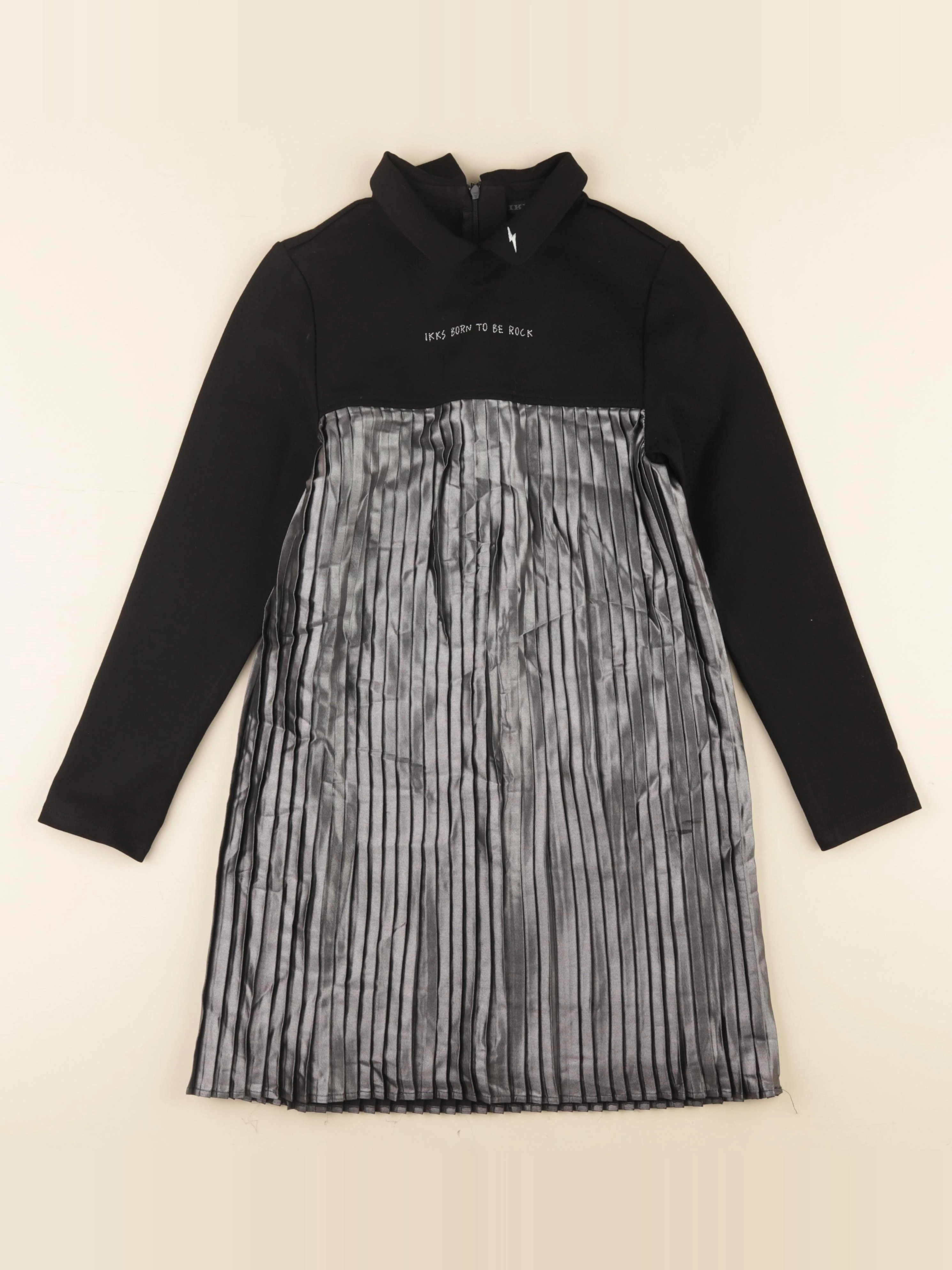 IKKS - robe argent, noir - 10 ans