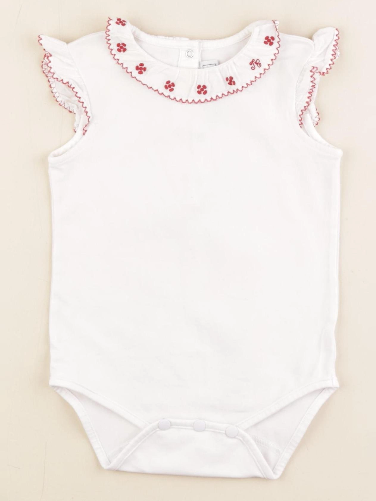 Tartine & Chocolat - body à col blanc, rouge - 18 mois
