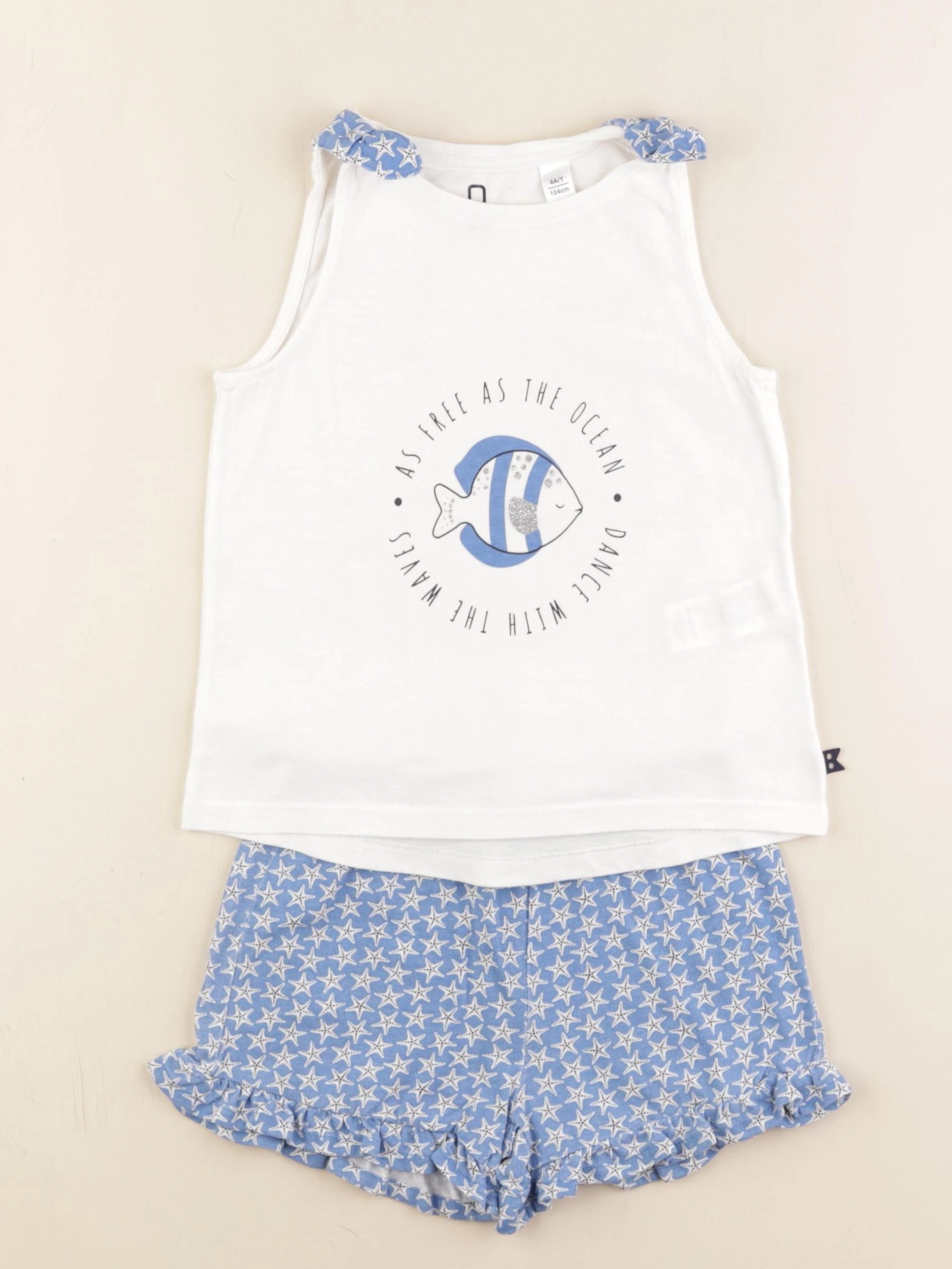 Okaidi - pyjama coton blanc, bleu - 4 ans