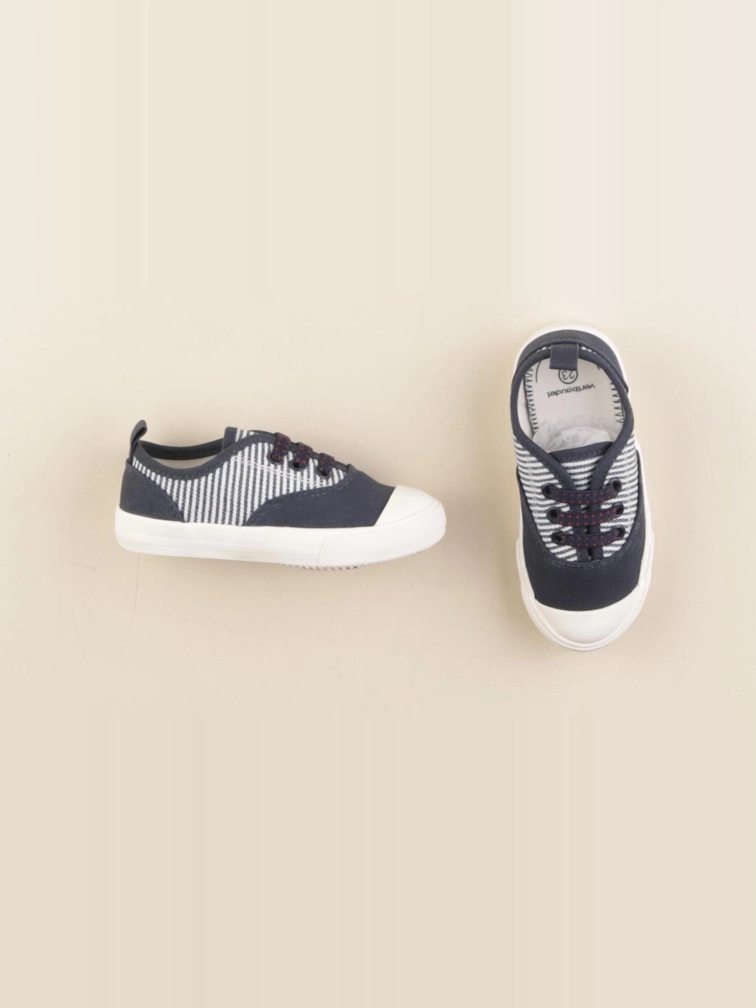 Vertbaudet - tennis à scratch/ lacets bleu - pointure 23