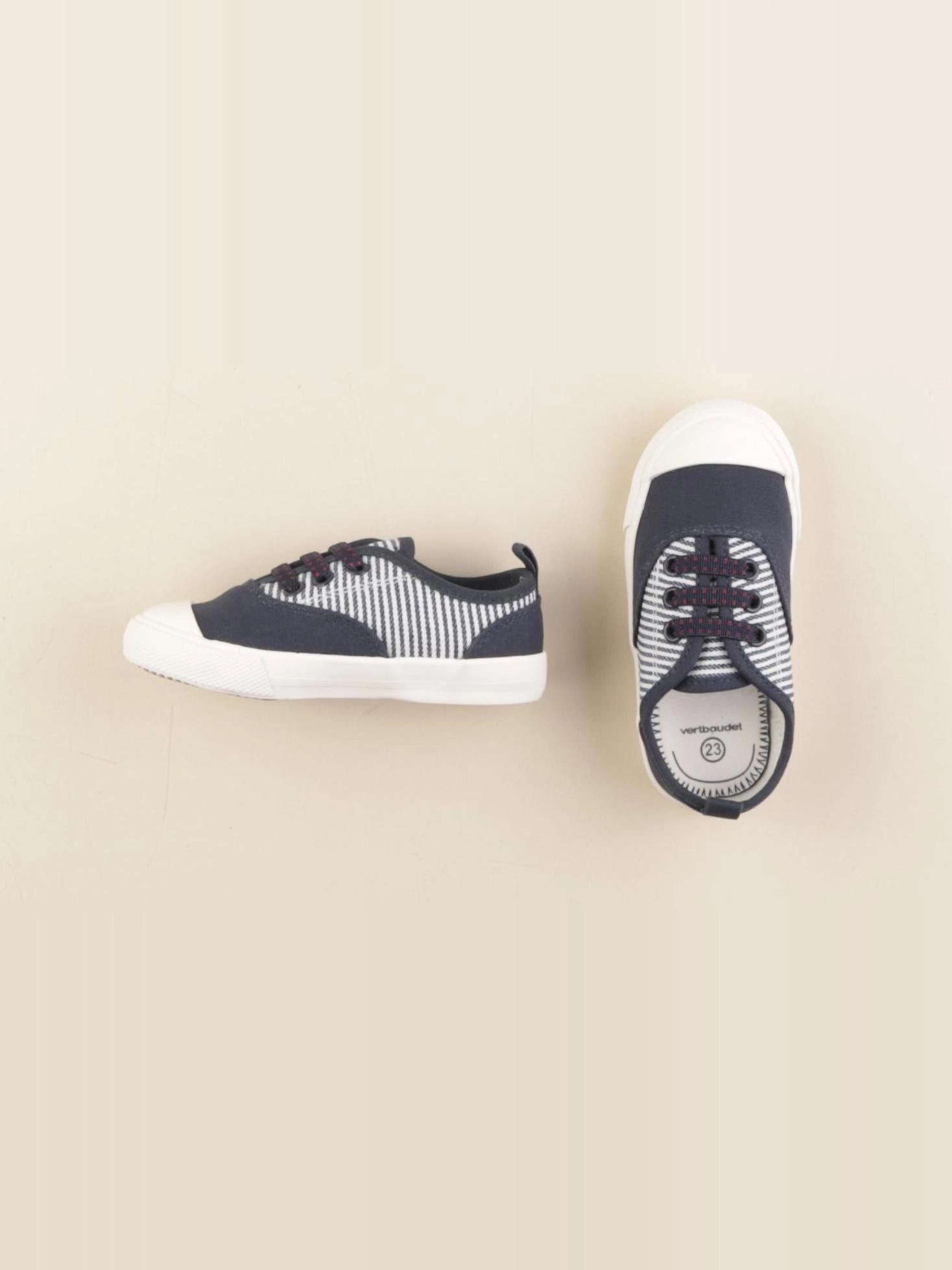 Vertbaudet - tennis à scratch/ lacets bleu - pointure 23