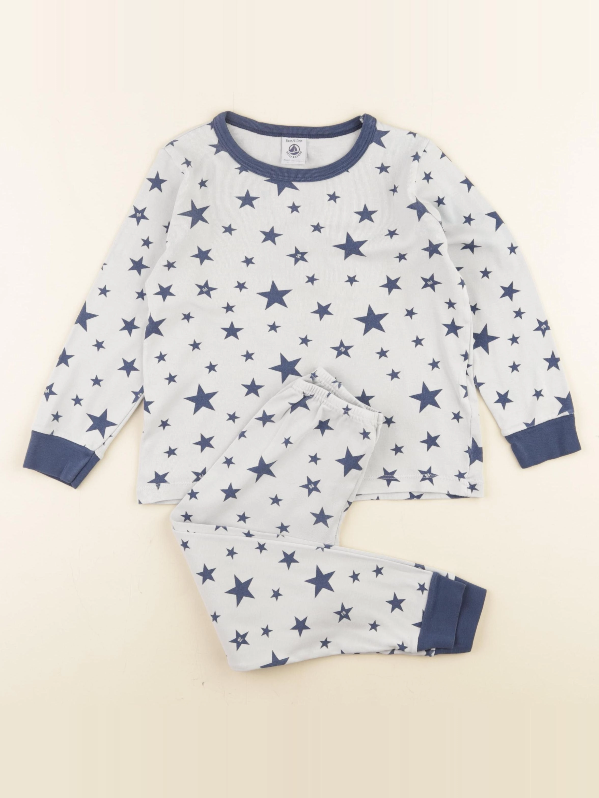 Petit Bateau - pyjama coton bleu - 5 ans
