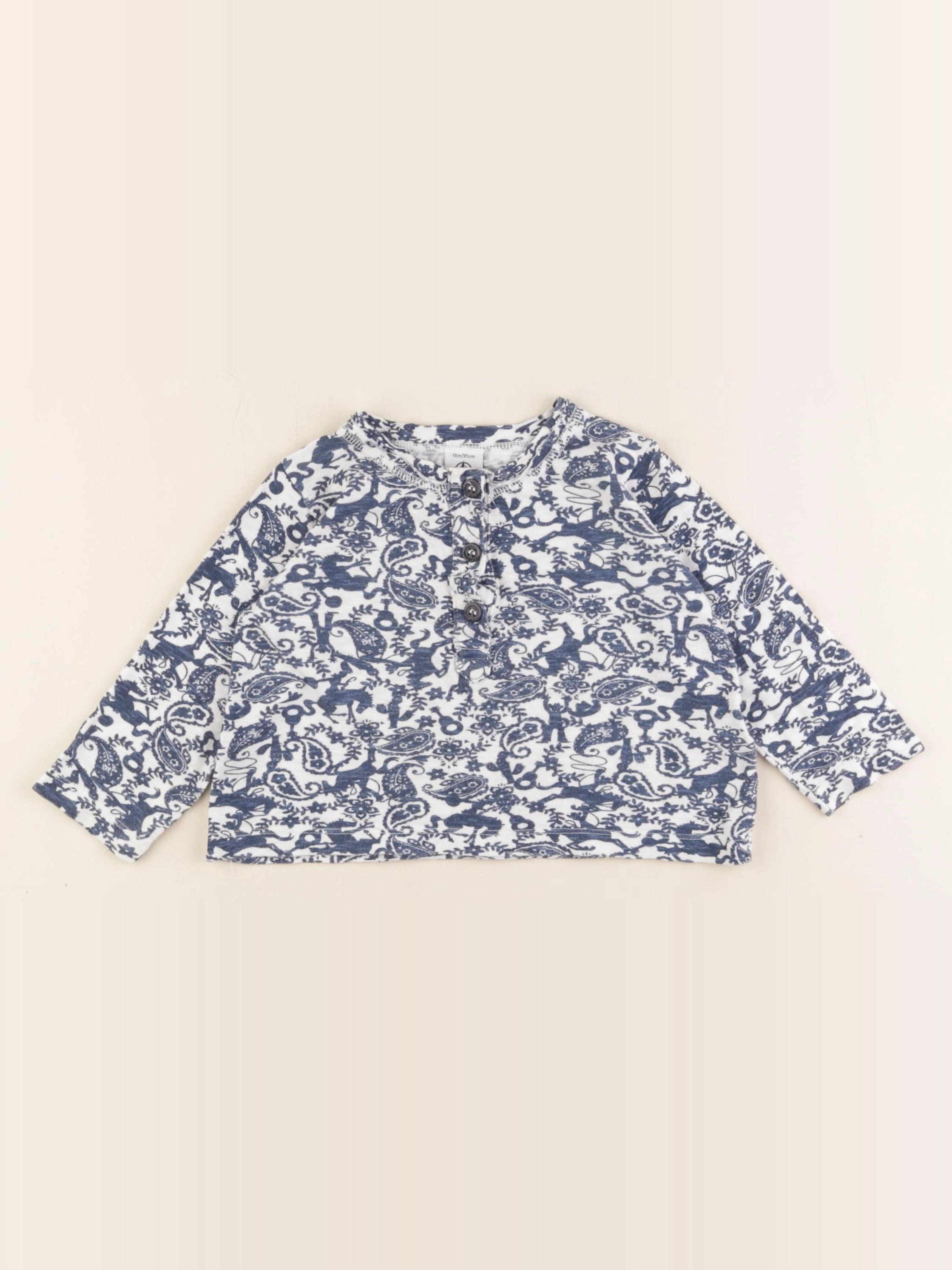 Petit Bateau - tee-shirt bleu - 18 mois