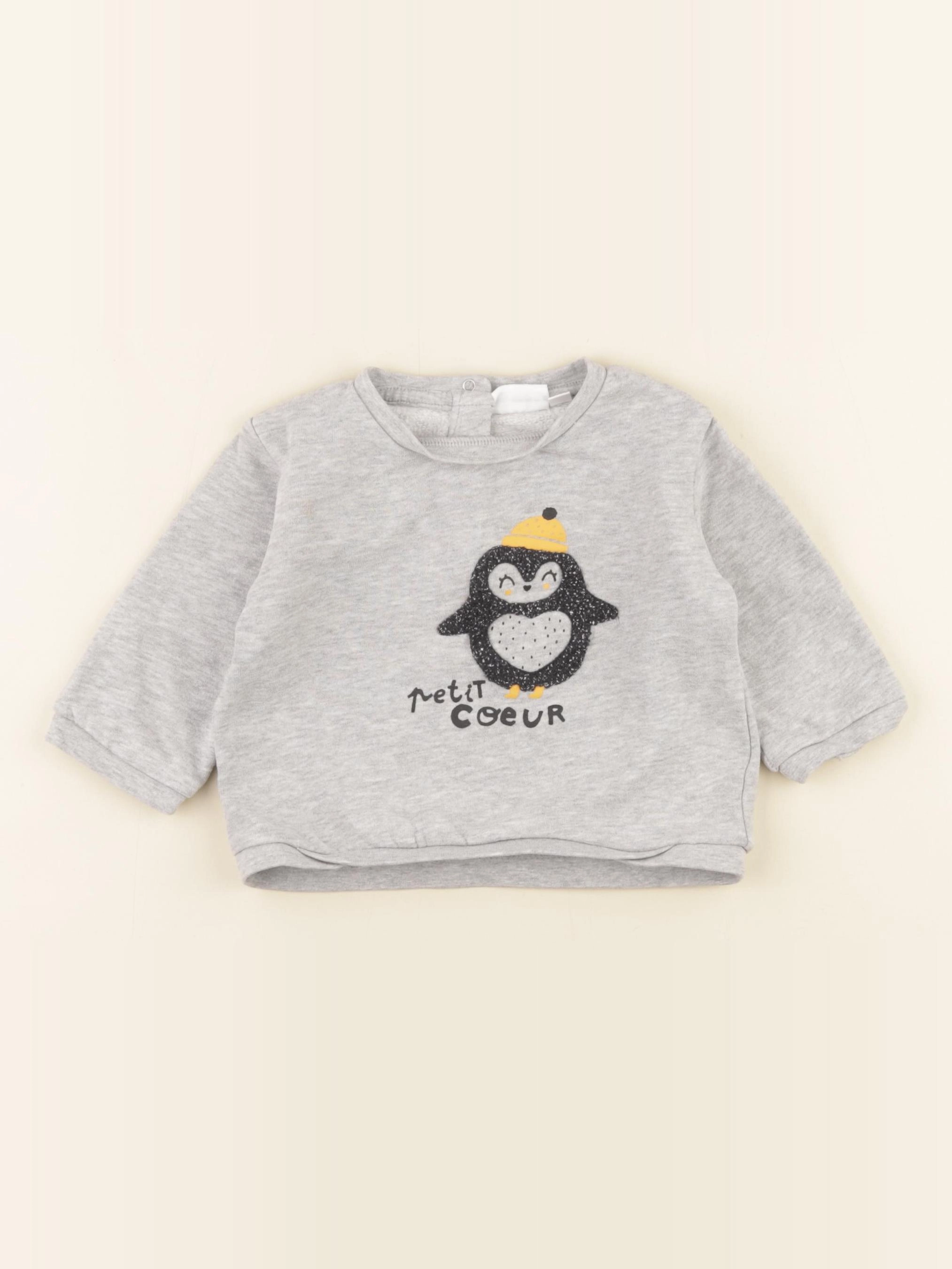 Vertbaudet - sweat gris - 12 mois