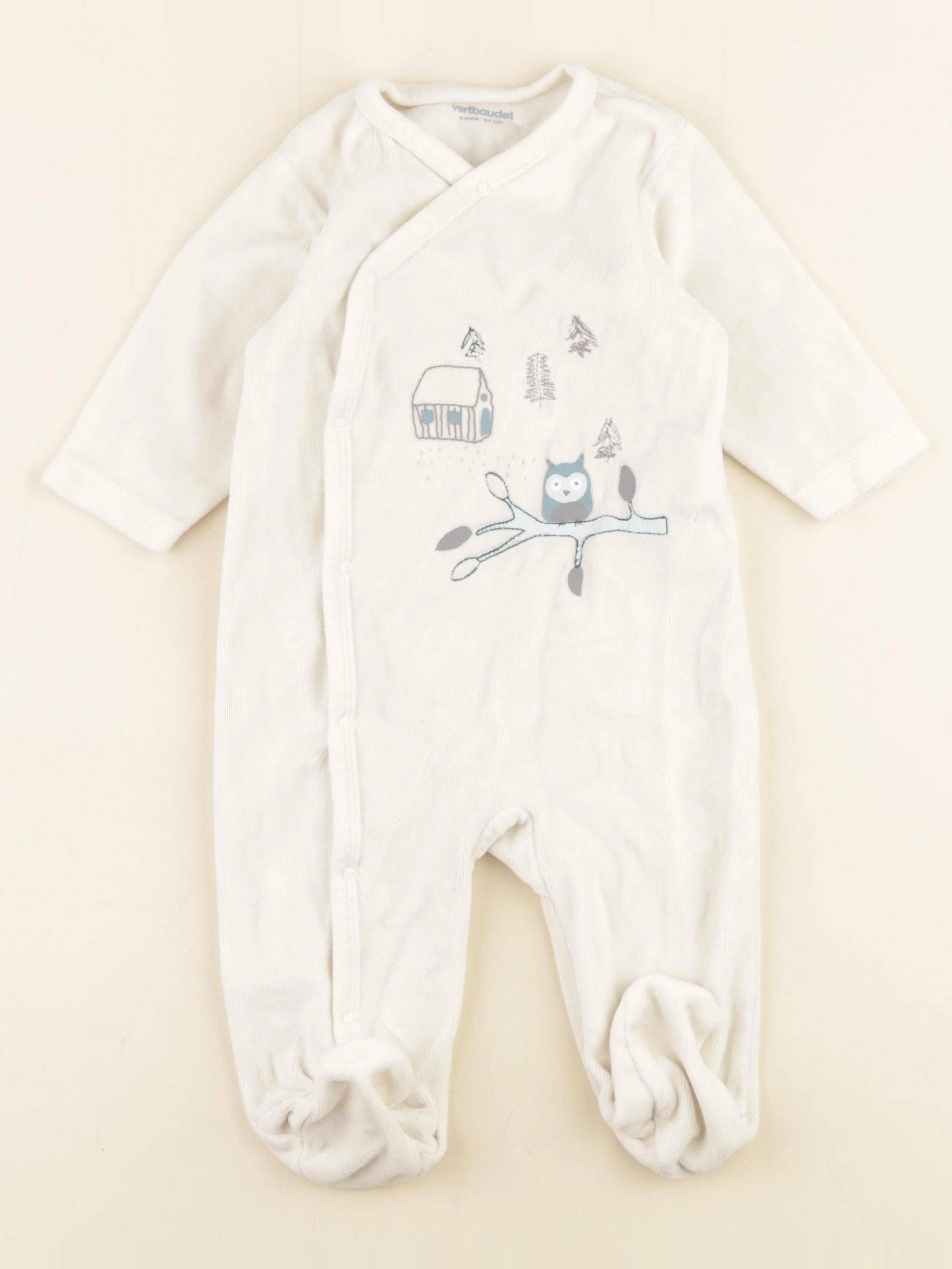 Vertbaudet - pyjama velours beige - 6 mois