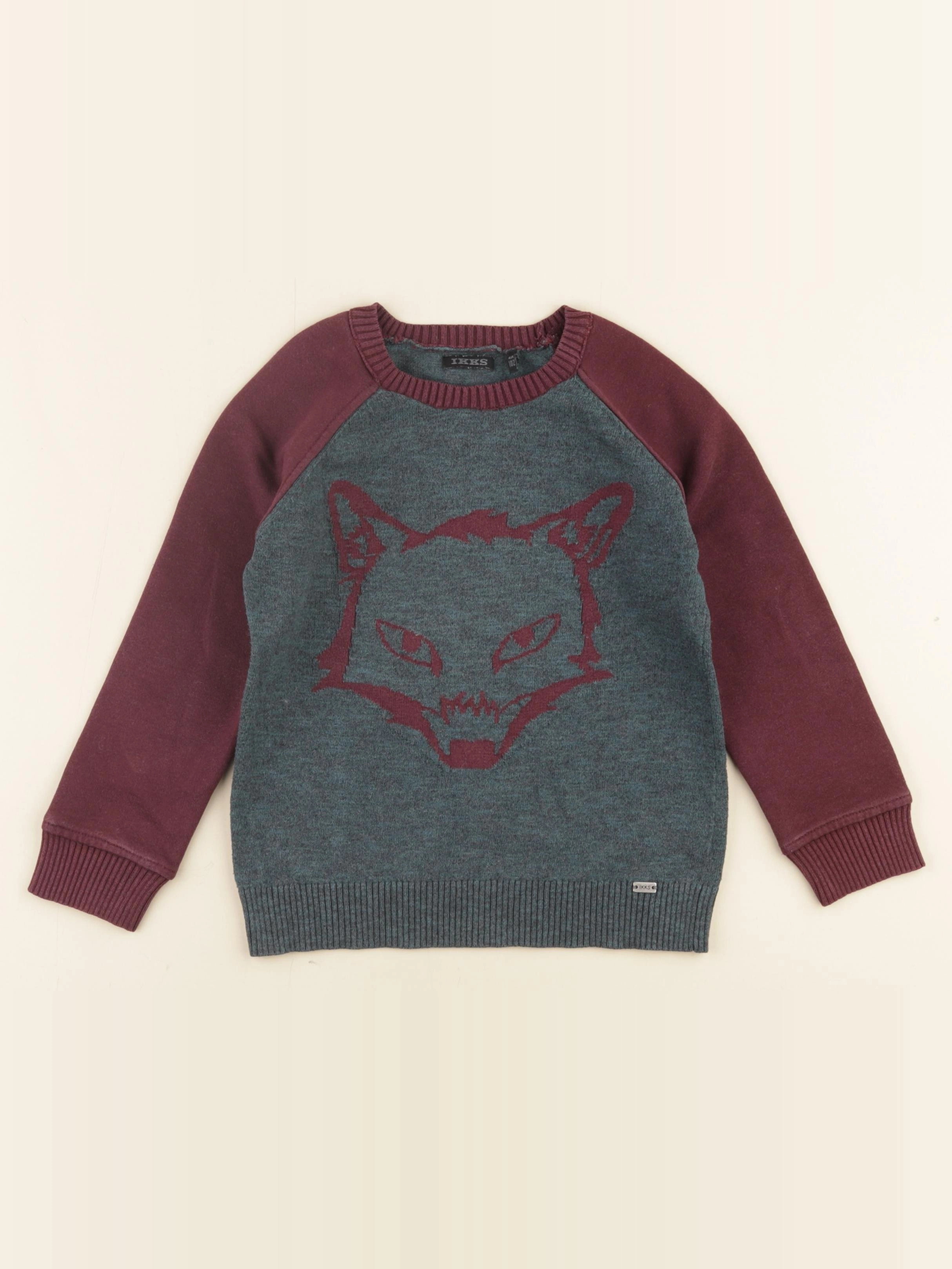 IKKS - pull gris, rouge - 4 ans