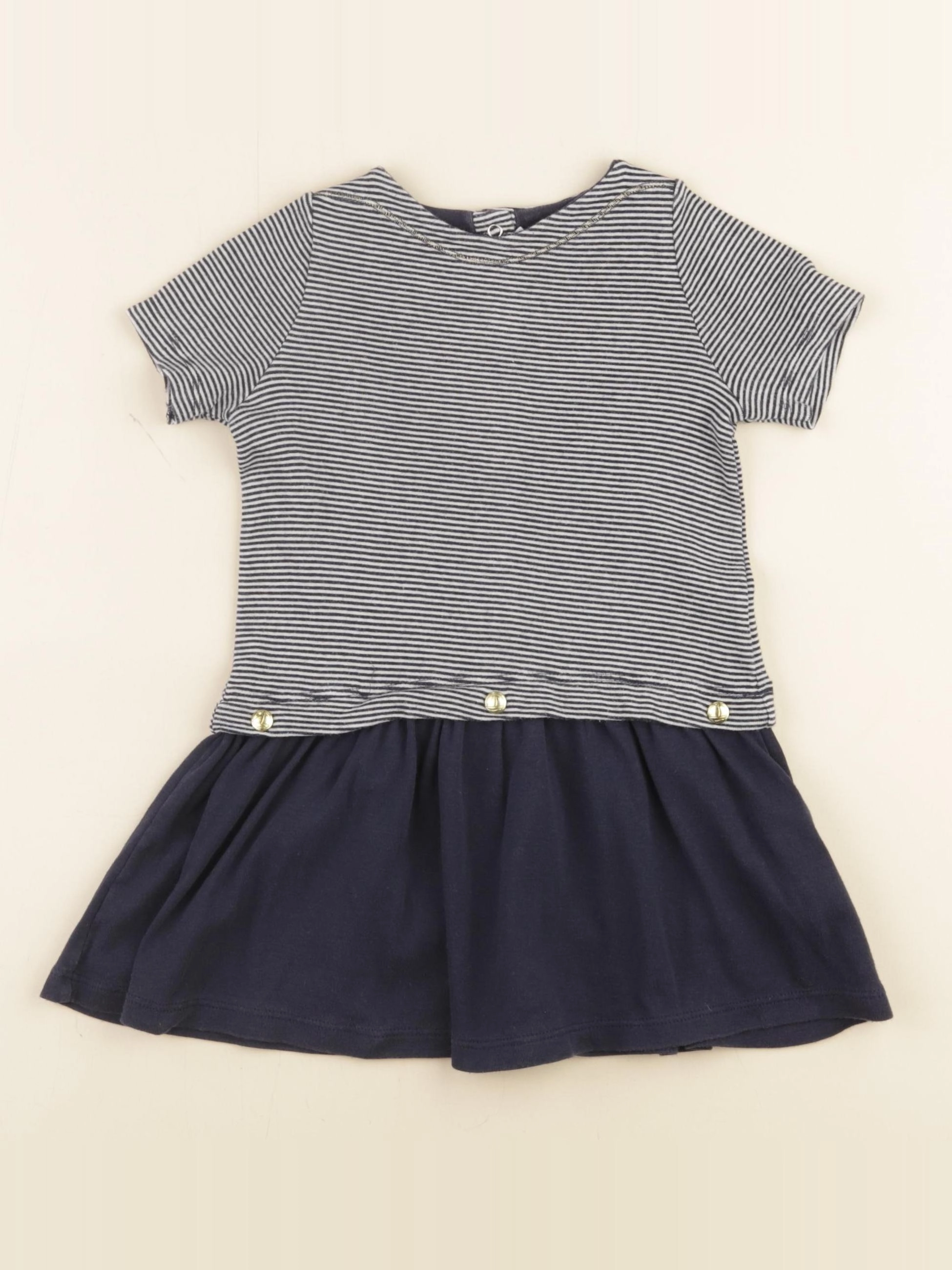 Petit Bateau - robe bleu, blanc - 24 mois