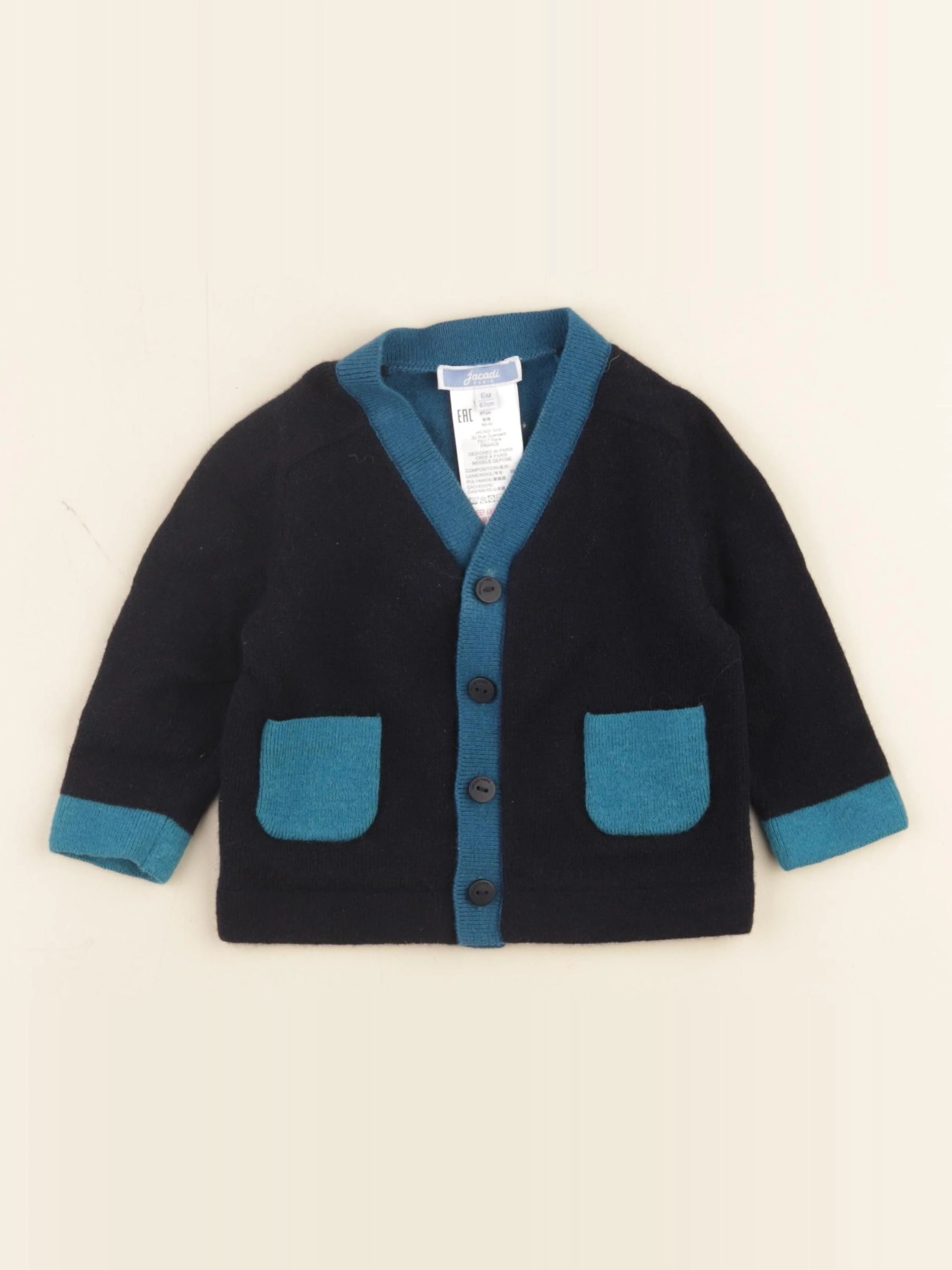 Jacadi - gilet bleu - 6 mois
