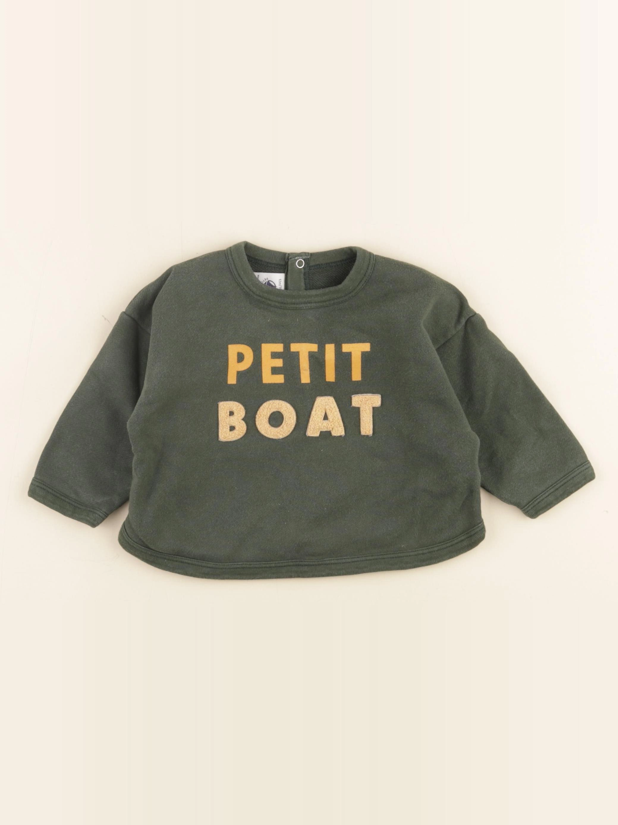 Petit Bateau - sweat vert - 12 mois