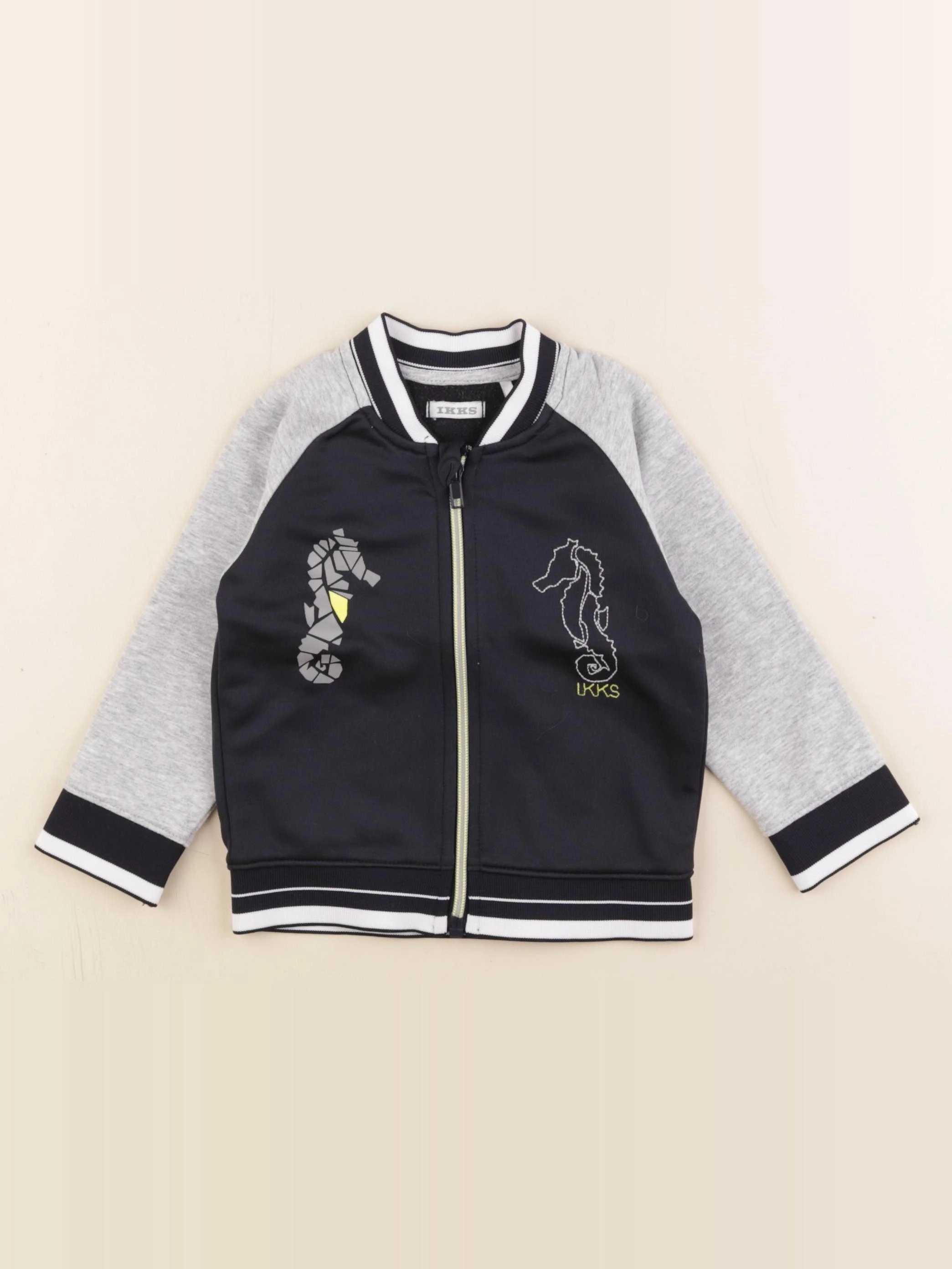 IKKS - sweat bleu, gris - 18 mois