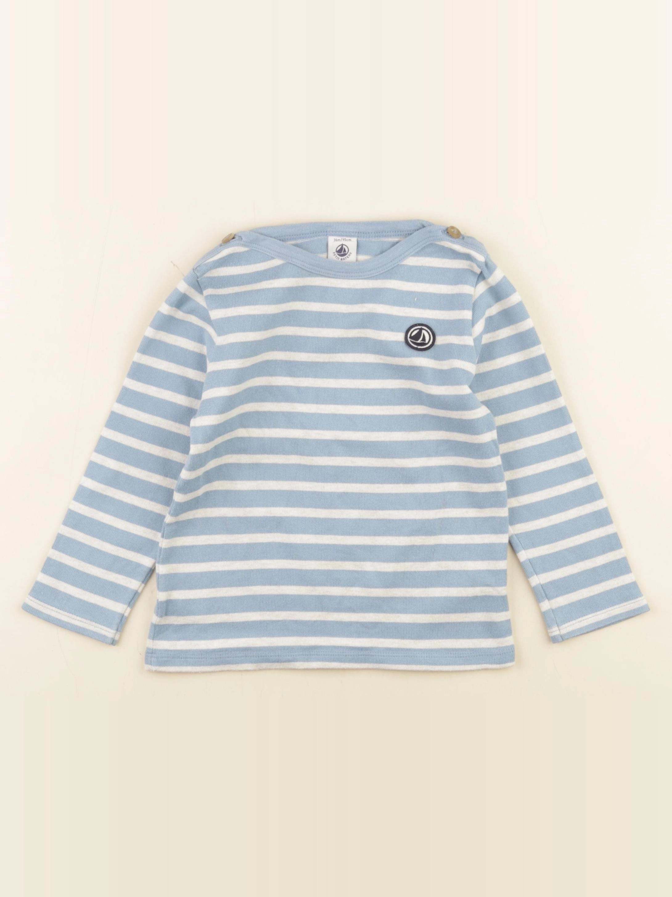 Petit Bateau - tee-shirt bleu, blanc - 36 mois