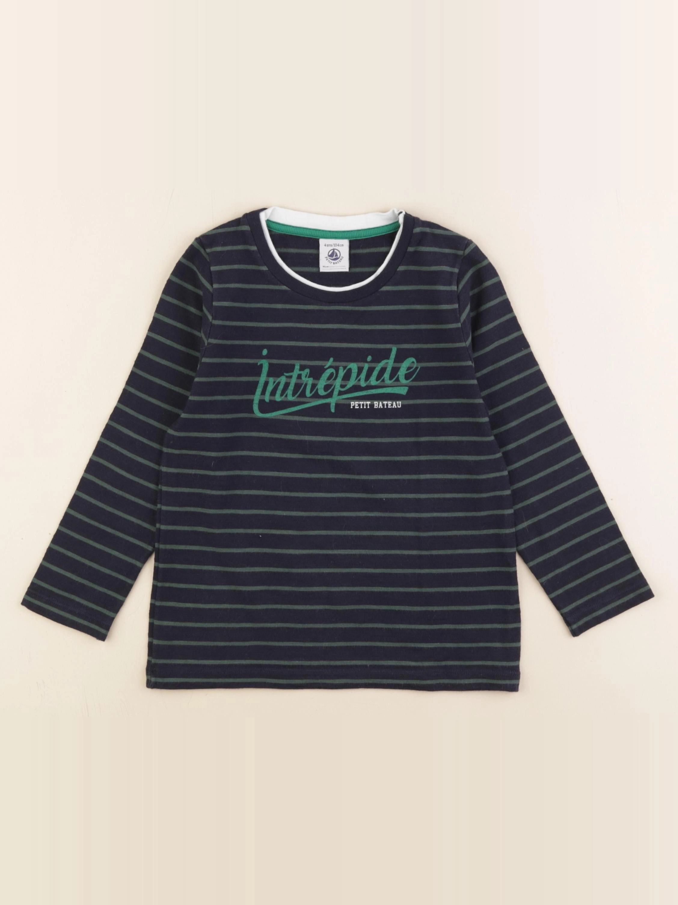 Petit Bateau - tee-shirt bleu, vert - 4 ans