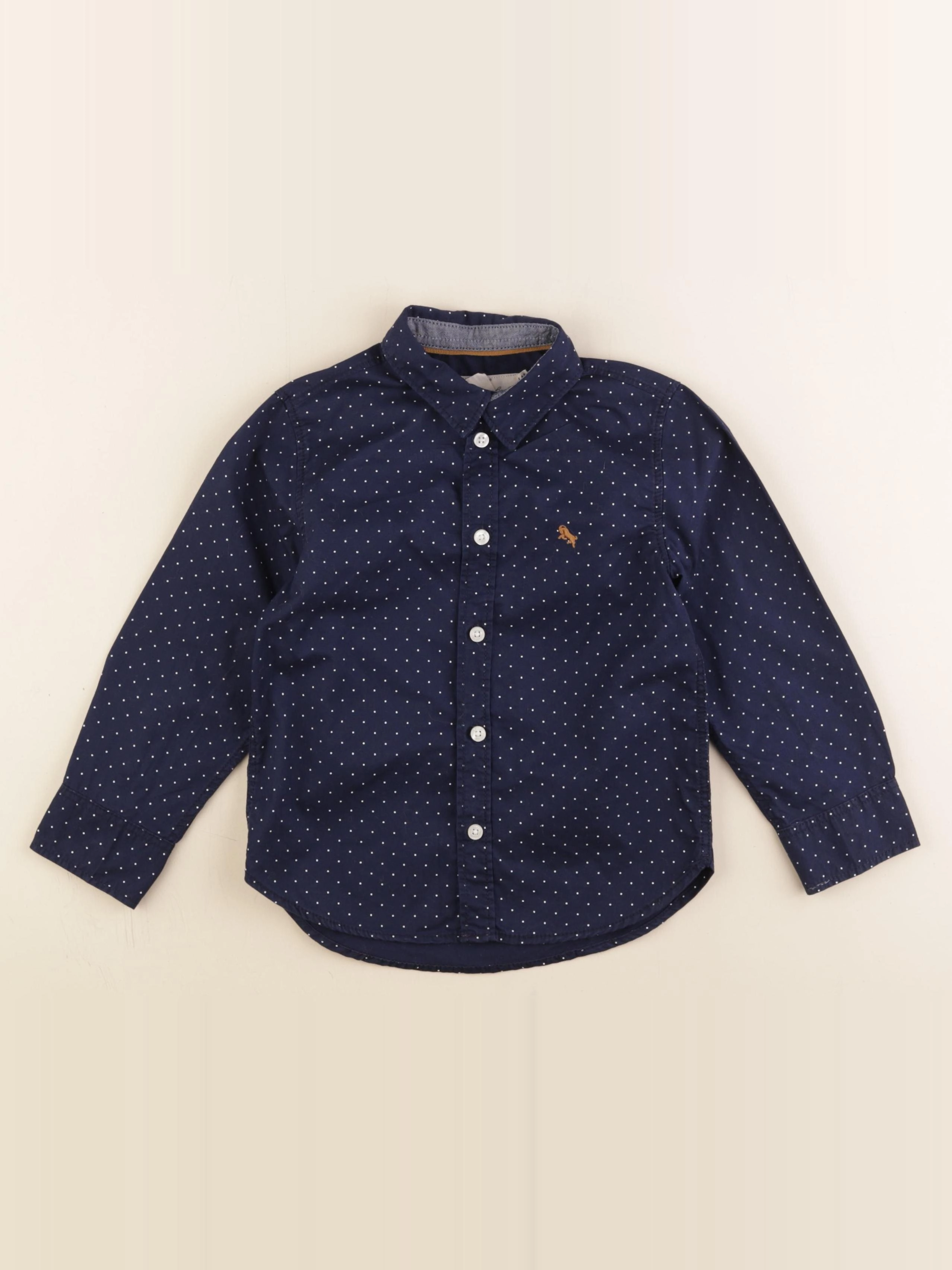 H&M - chemise bleu, blanc - 3/4 ans