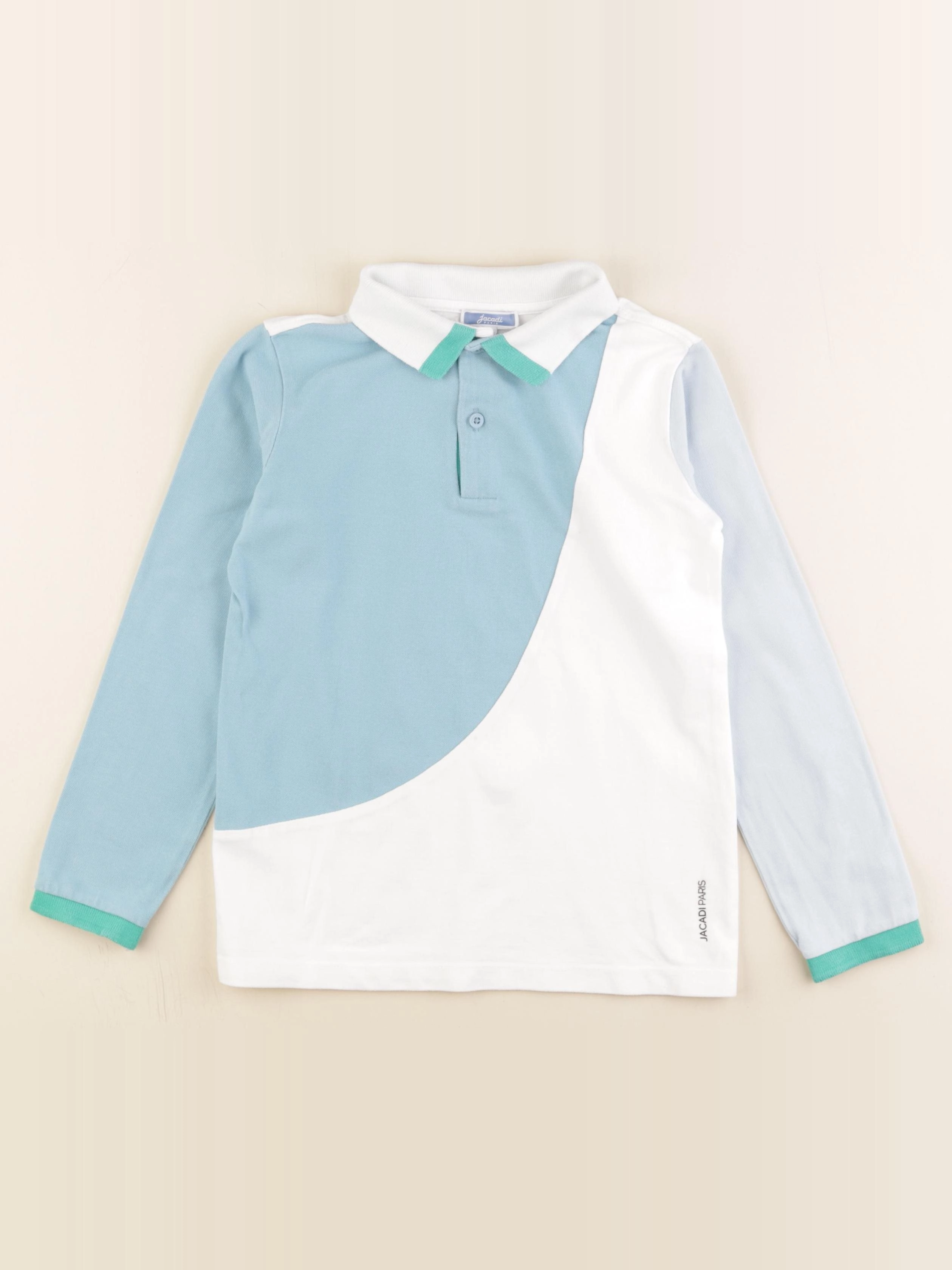 Jacadi - polo blanc, bleu - 8 ans