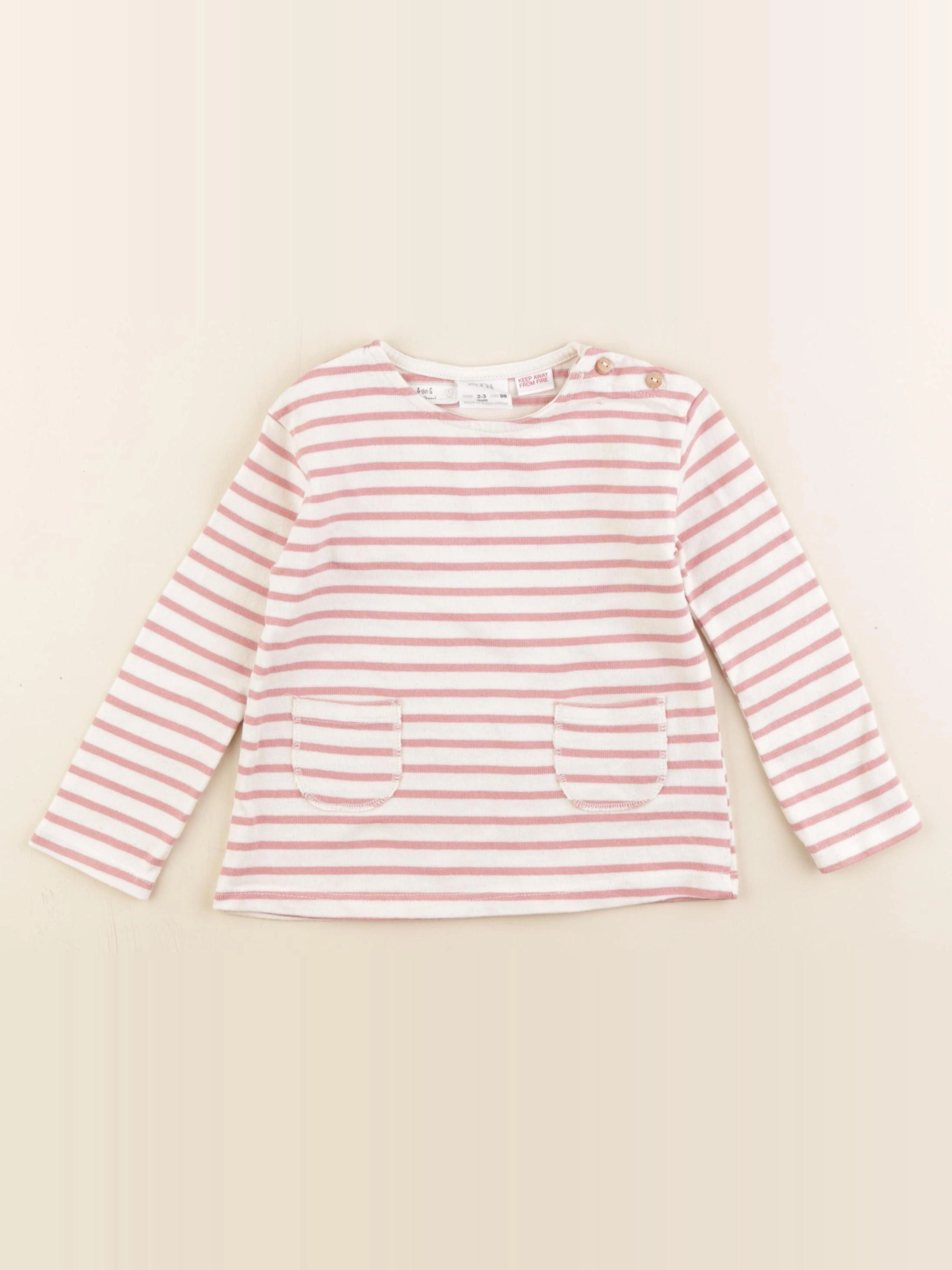 Zara - pull beige, rose - 2/3 ans