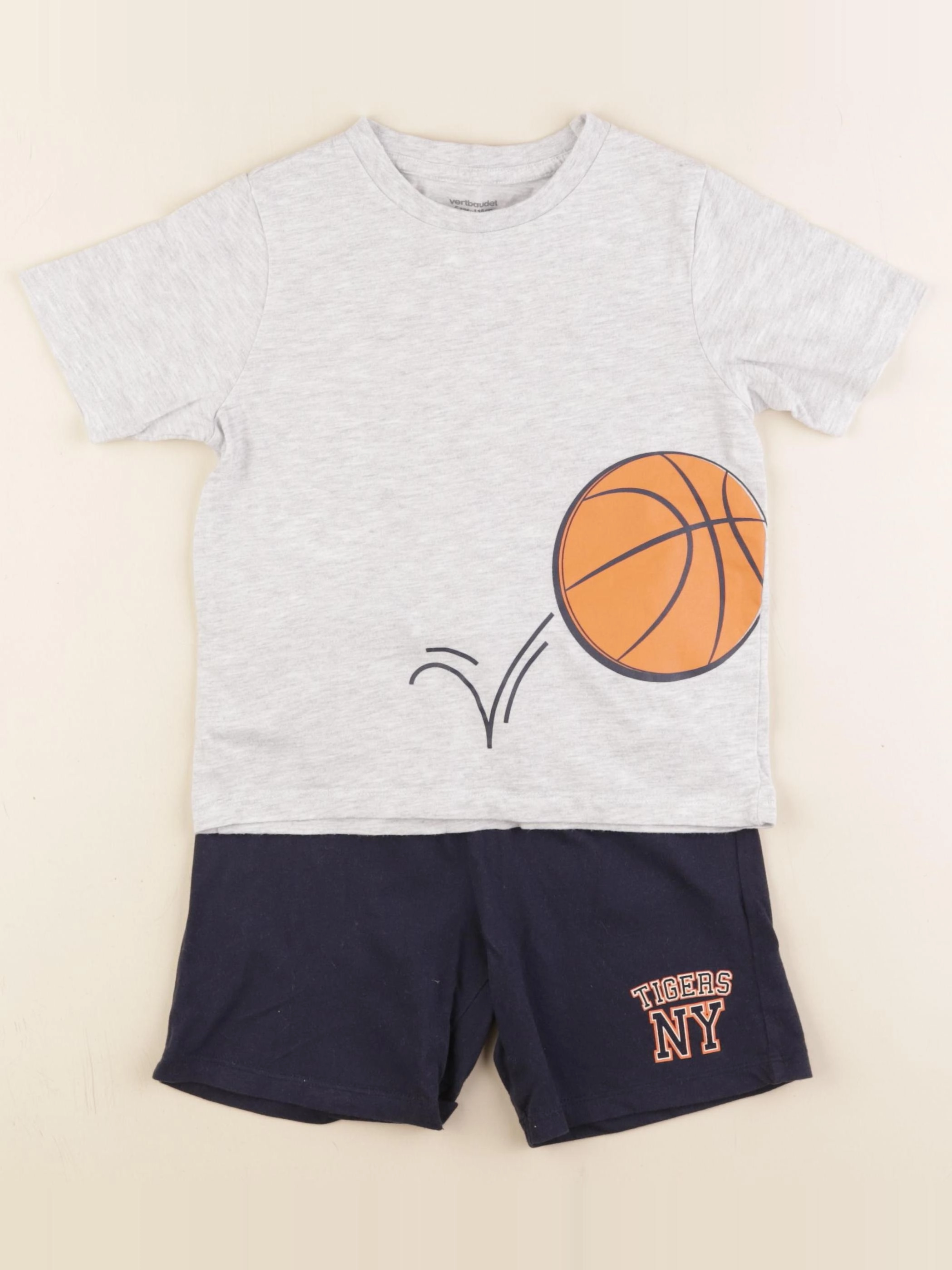 Vertbaudet - pyjama coton gris, bleu - 5 ans