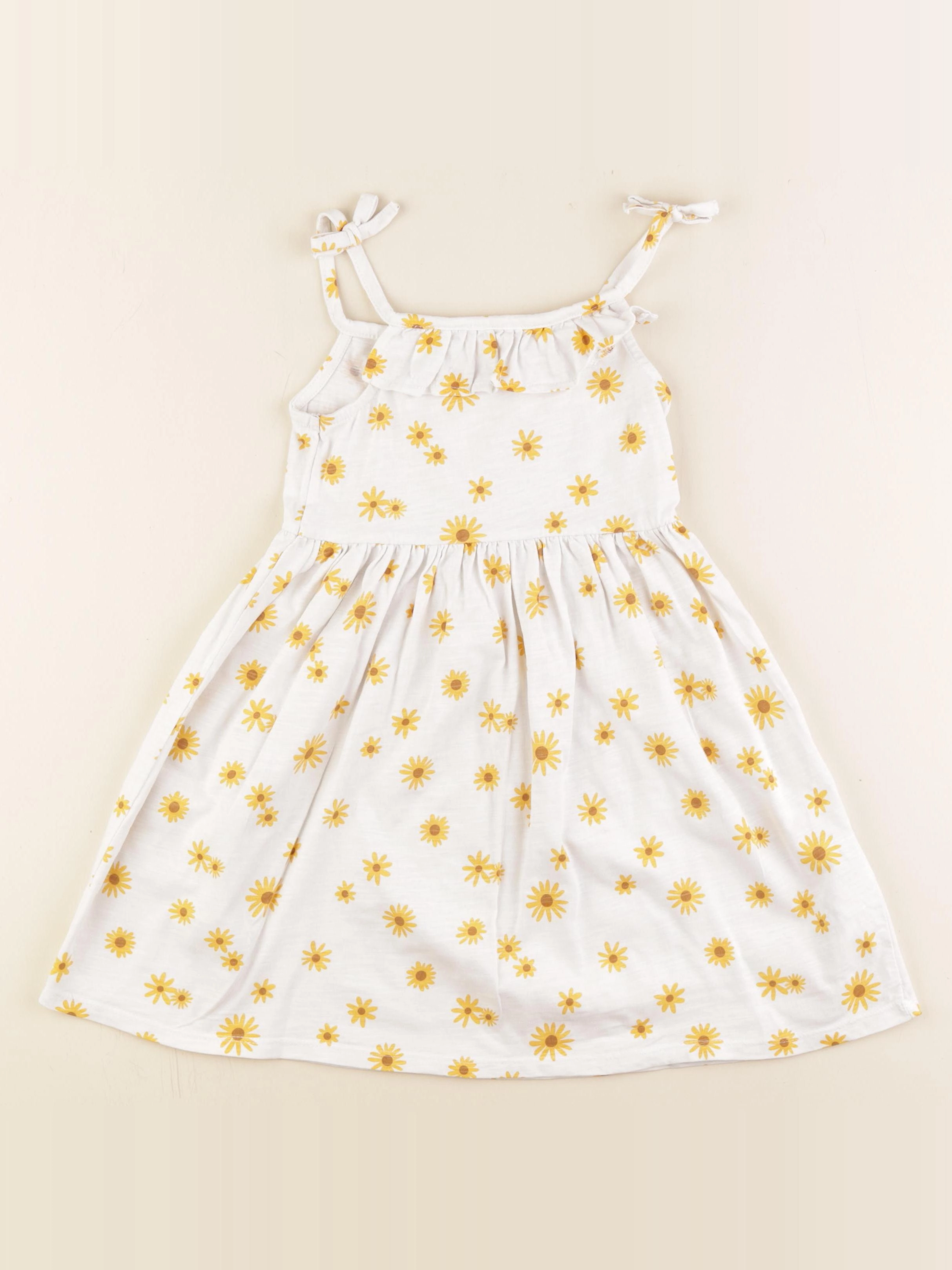 Vertbaudet - robe jaune, blanc - 5 ans