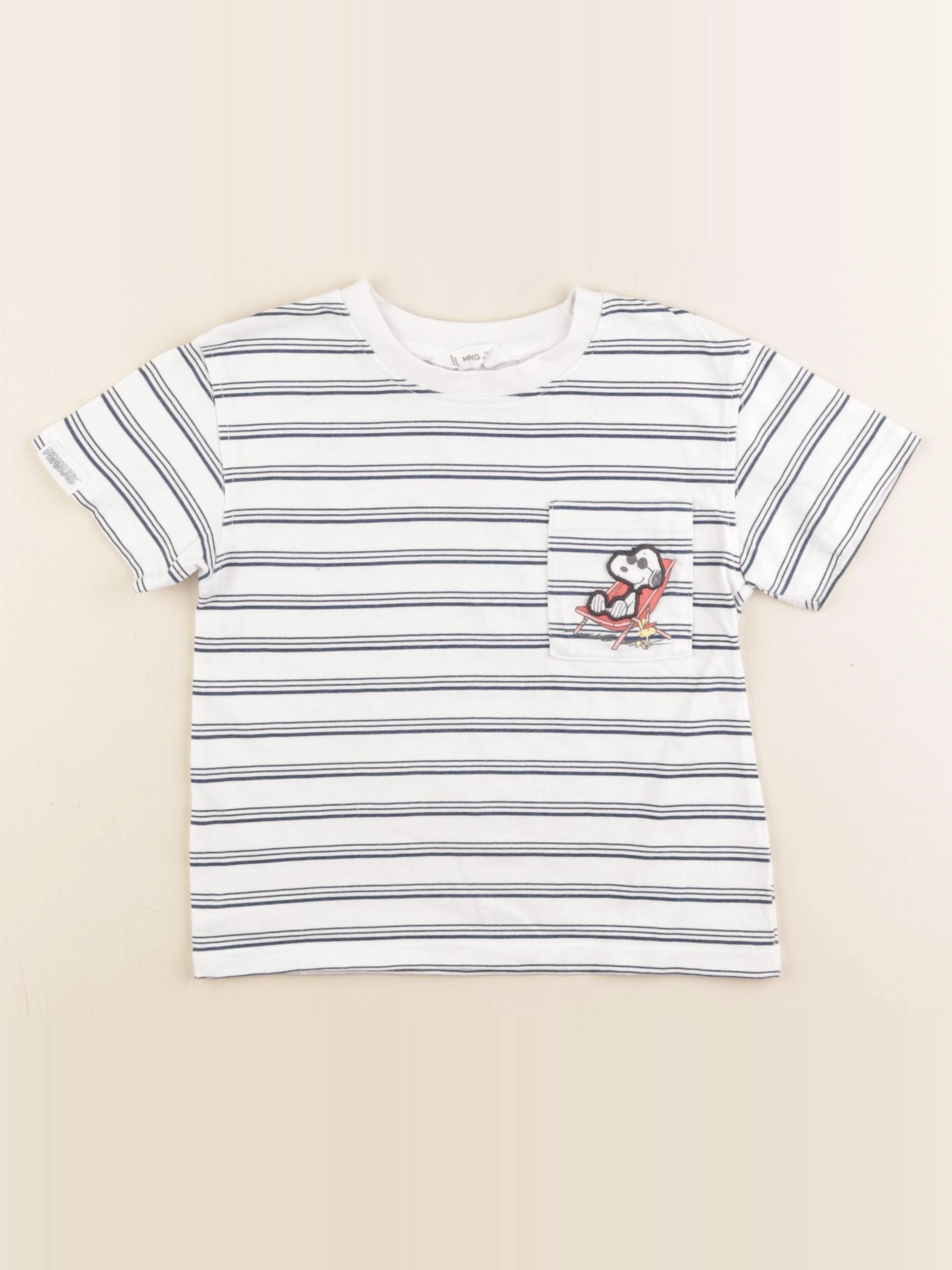 Monoprix - tee-shirt blanc, bleu - 2/3 ans