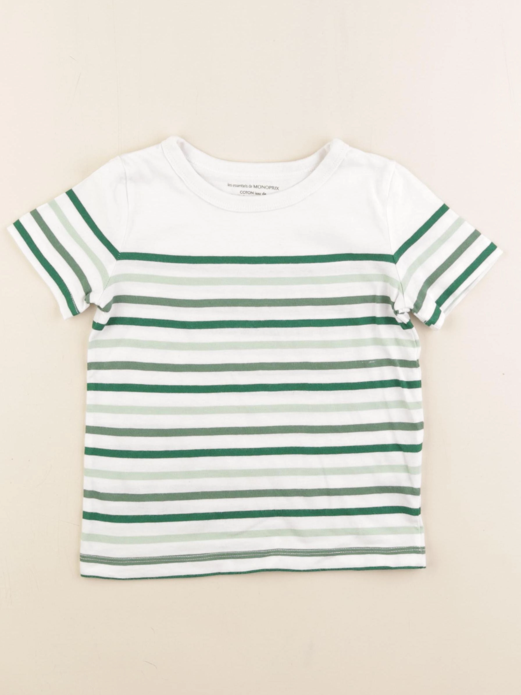 Monoprix - tee-shirt blanc, vert - 3 ans