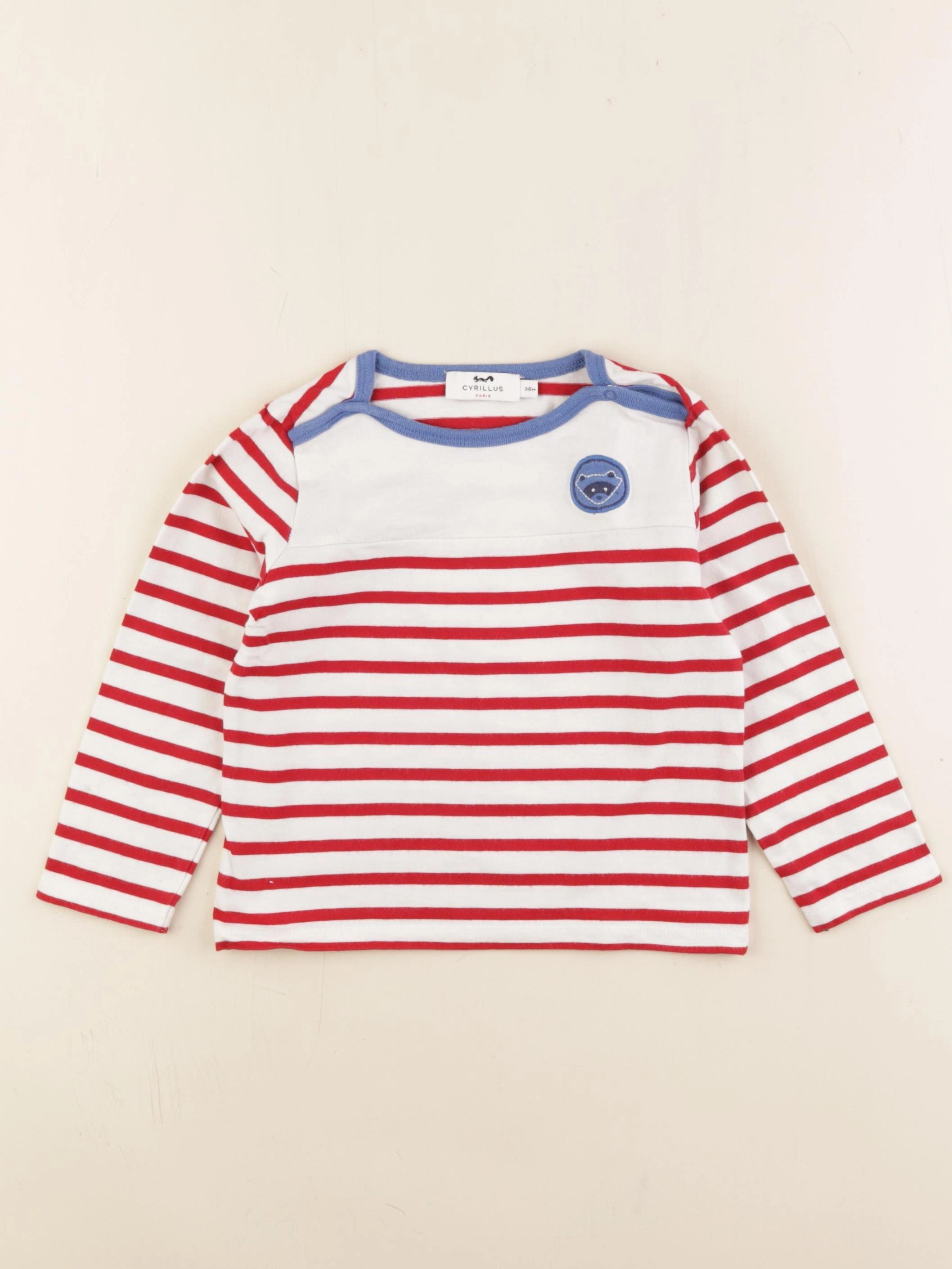 Cyrillus - tee-shirt blanc, rouge - 36 mois