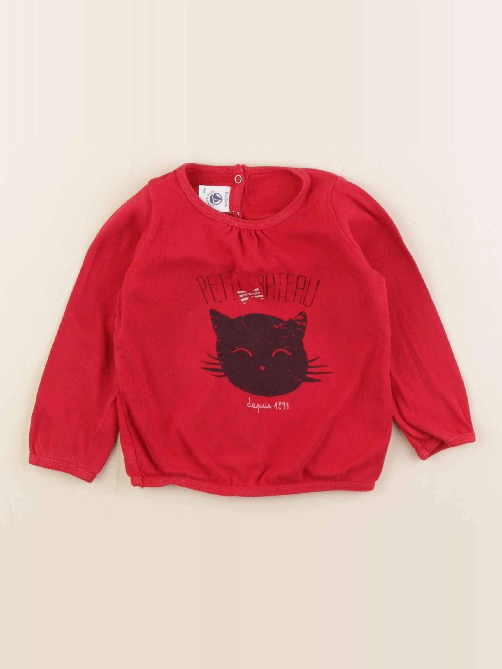 Petit Bateau - tee-shirt rouge - 12 mois