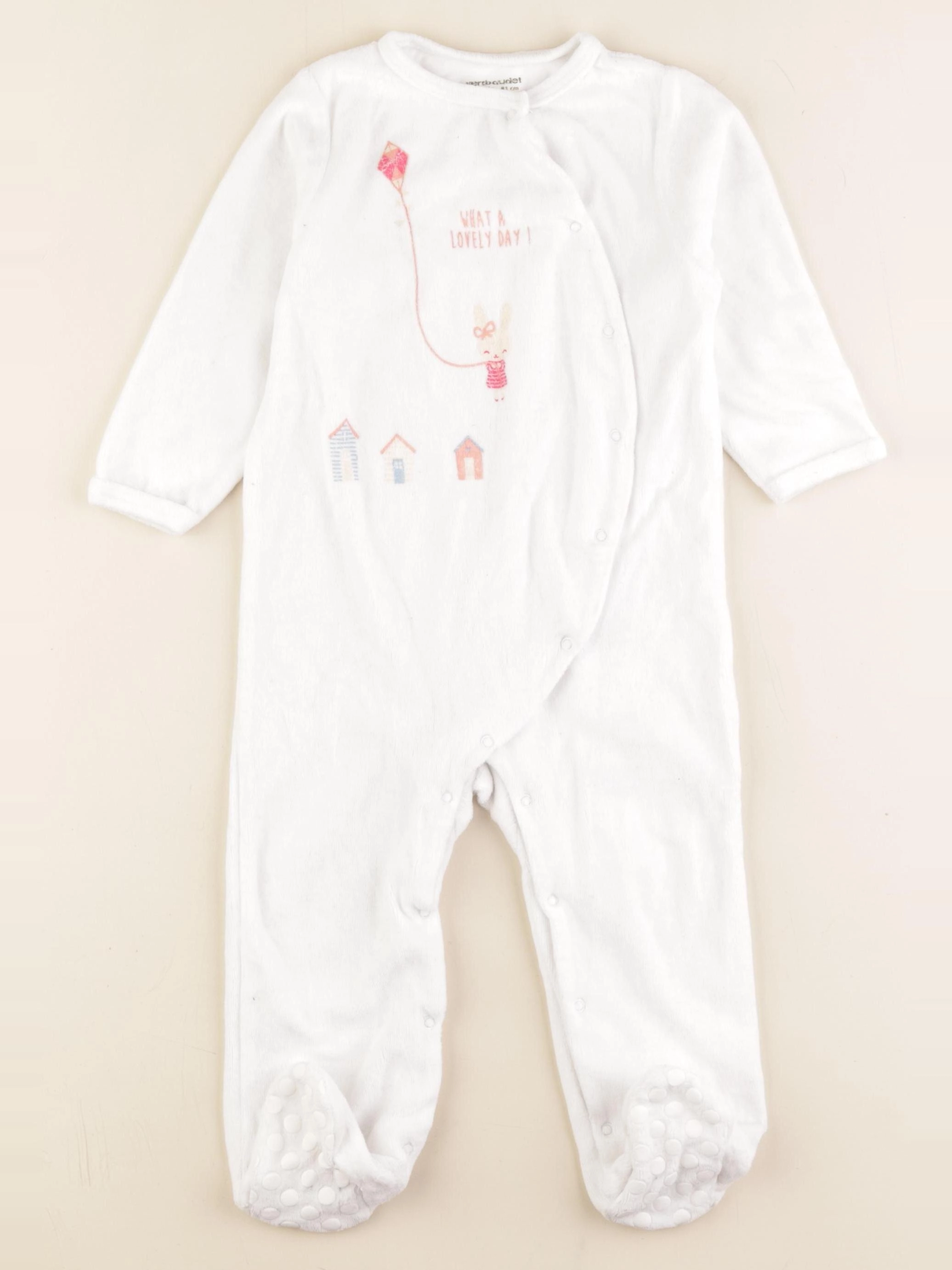 Vertbaudet - pyjama velours blanc - 18 mois