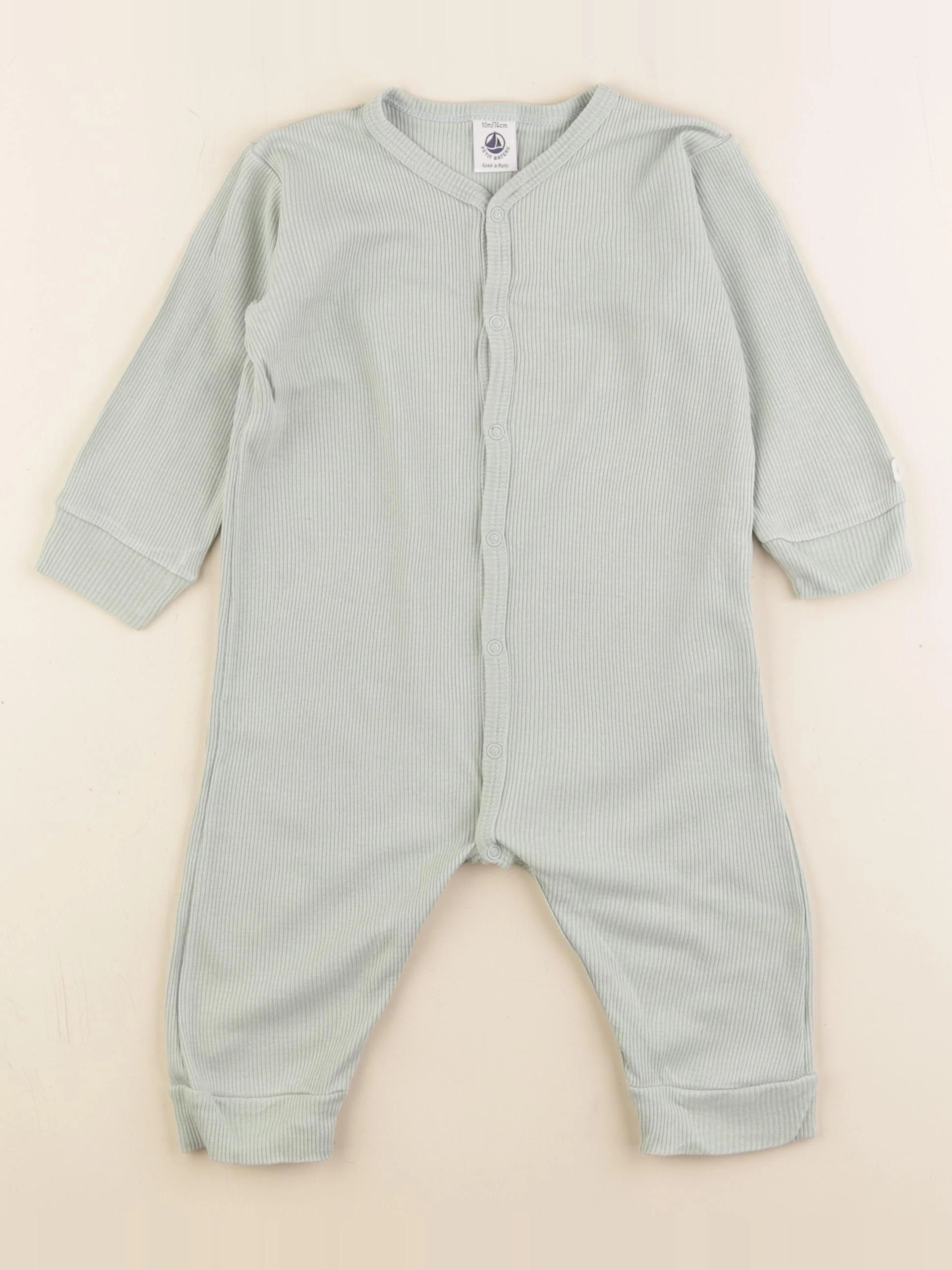 Petit Bateau - pyjama coton vert - 12 mois