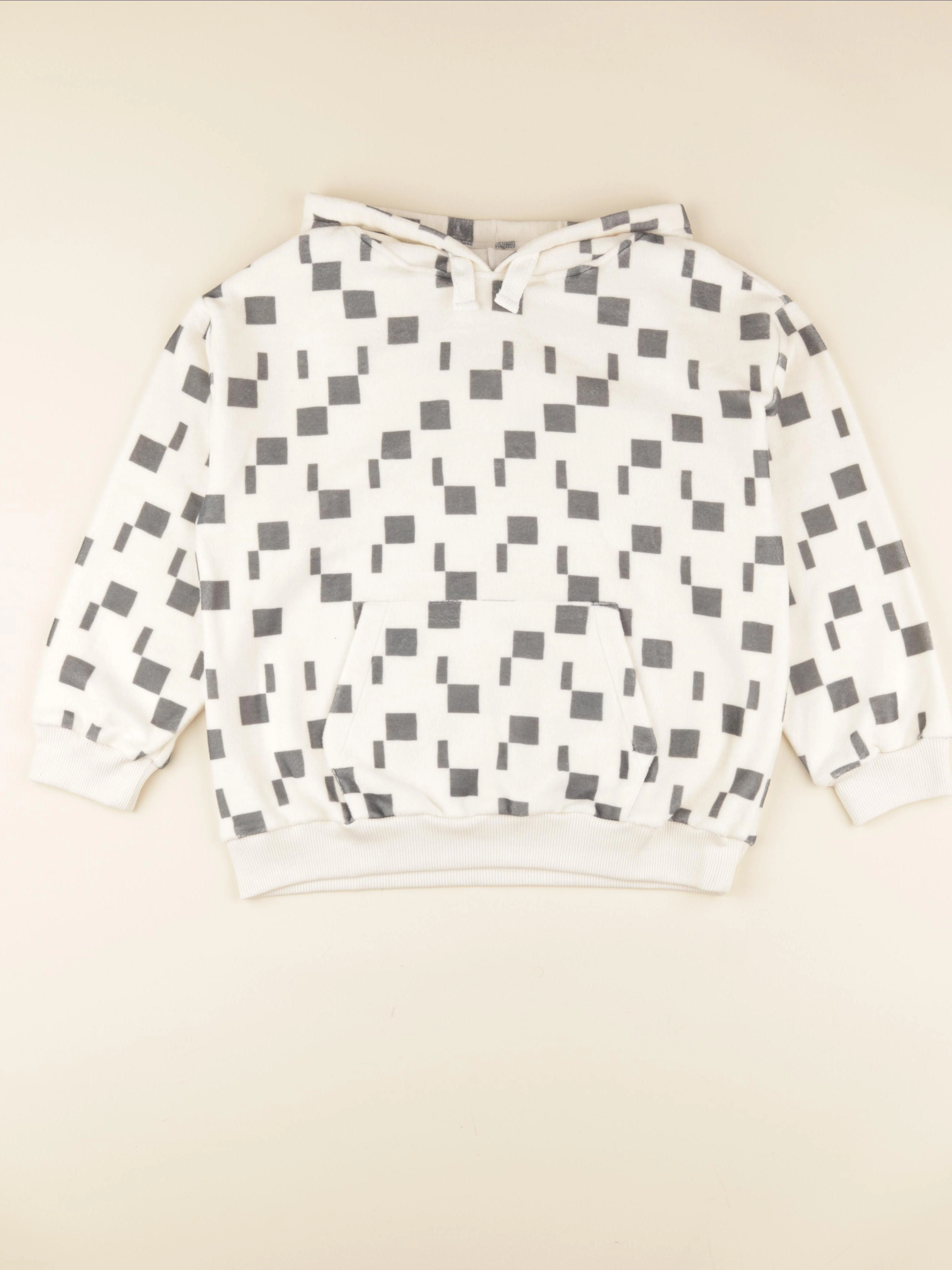 Studio Boheme - Sweat Robin Polaire carres beige - 10 ans