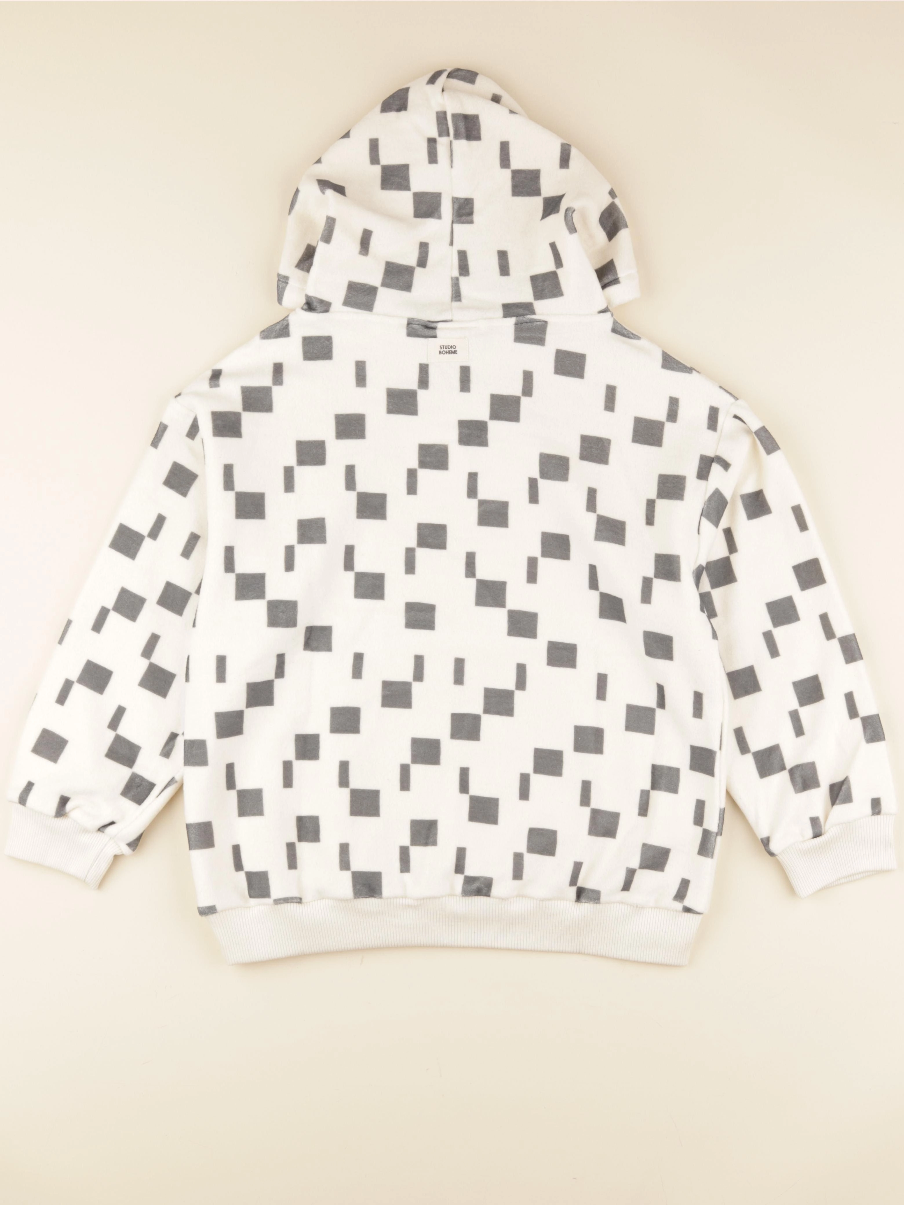 Studio Boheme - Sweat Robin Polaire carres beige - 10 ans