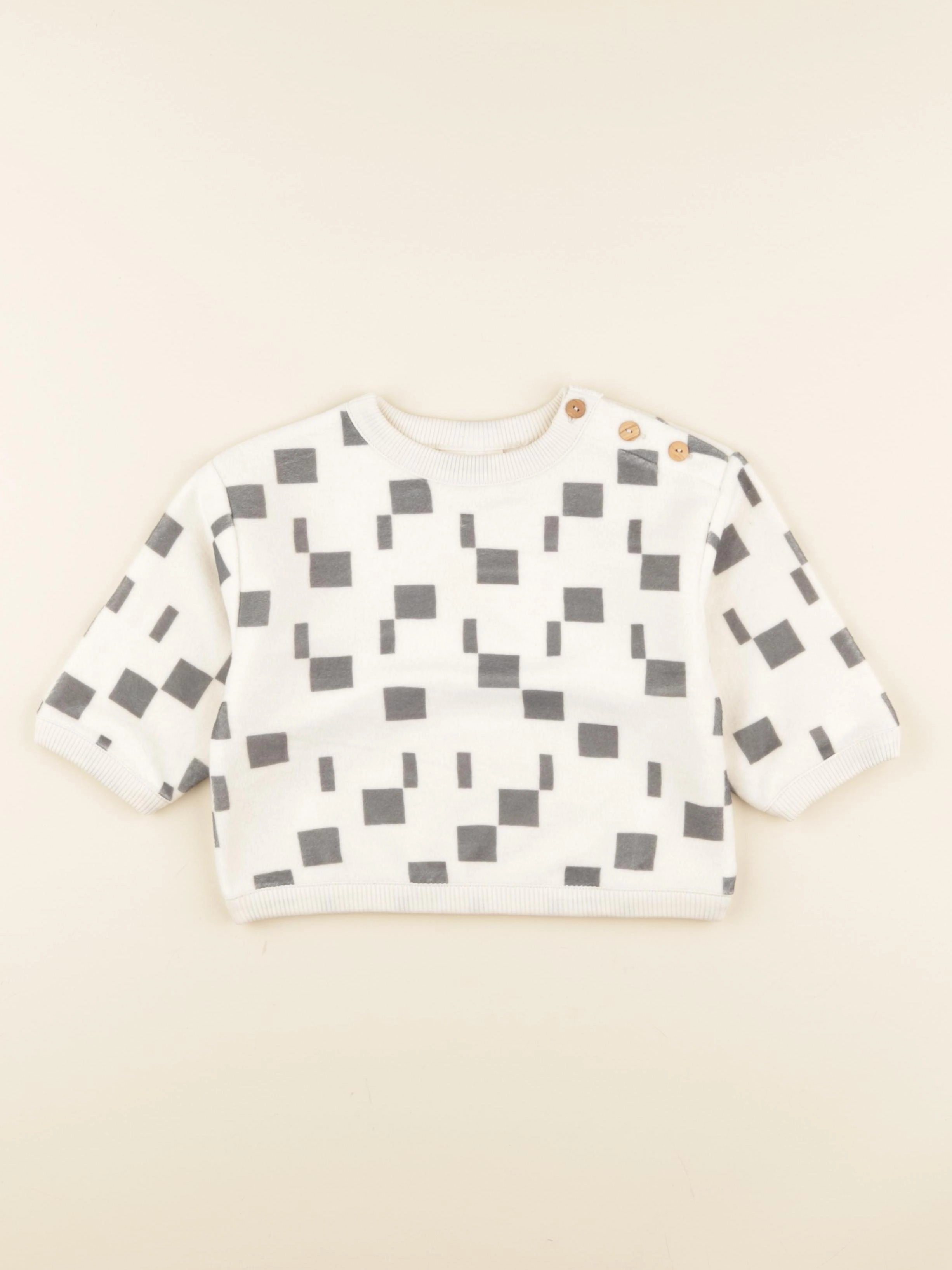 Studio Boheme - Sweat Ours Polaire Carres beige - 3 mois