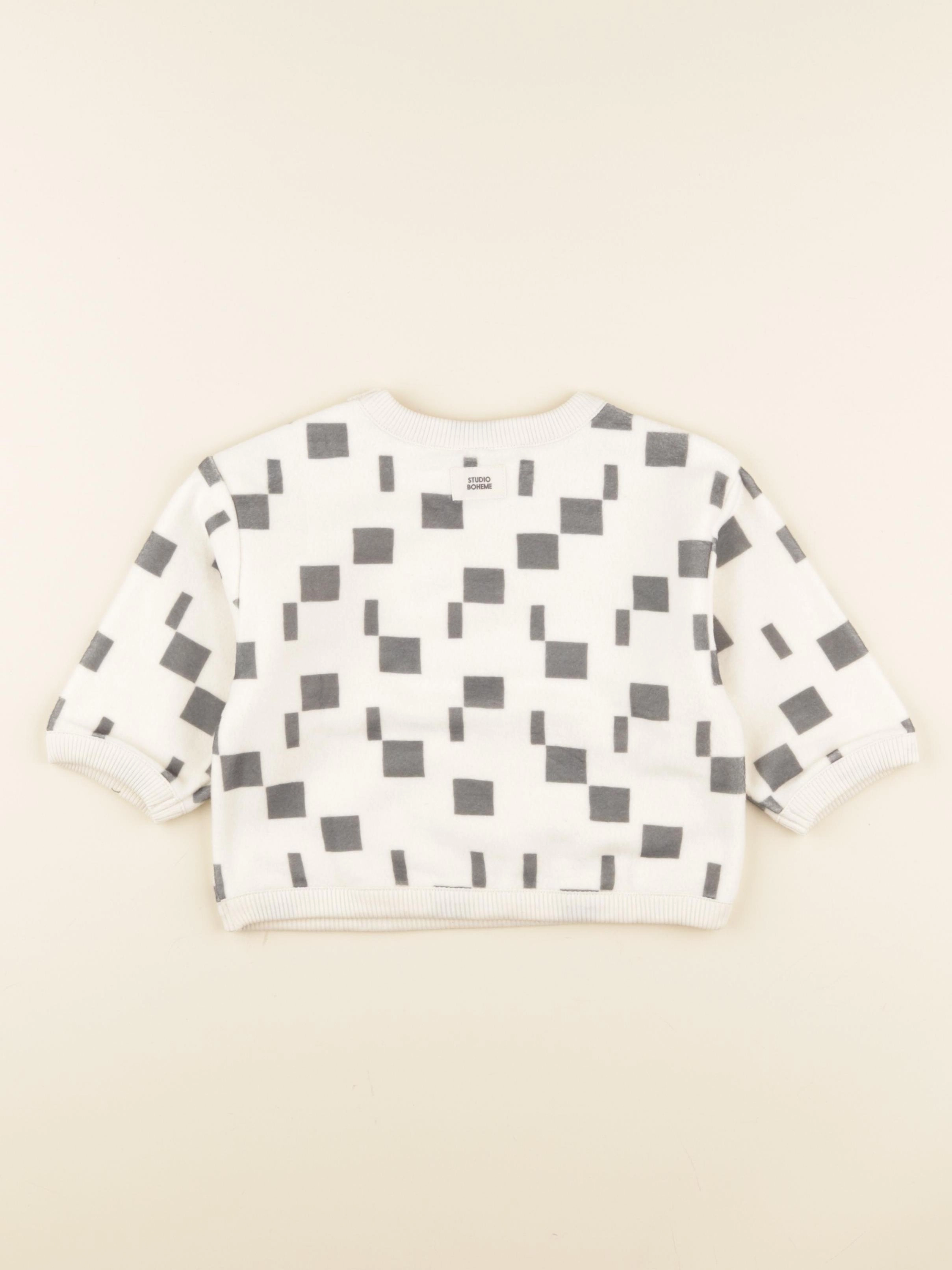 Studio Boheme - Sweat Ours Polaire Carres beige - 3 mois