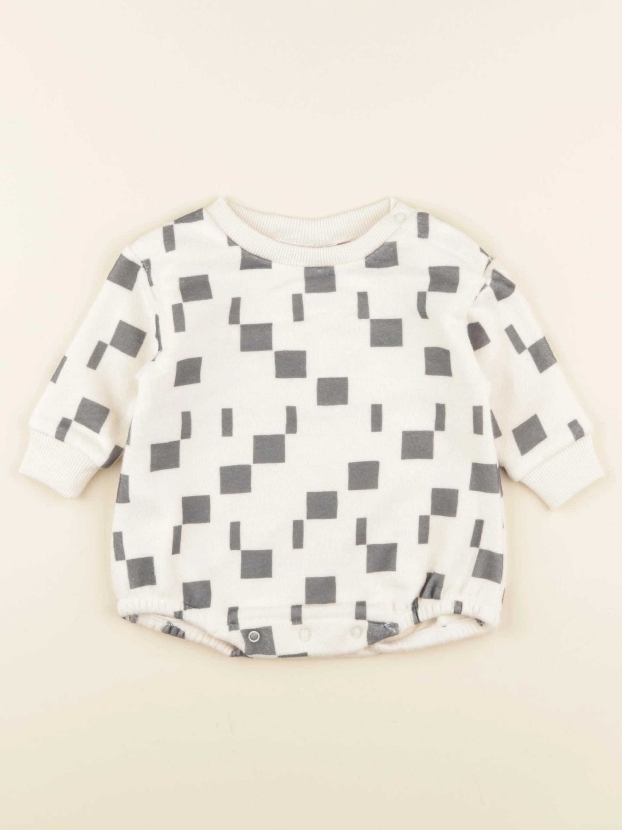 Studio Boheme - Barboteuse Milo Polaire carres beige - 6 mois