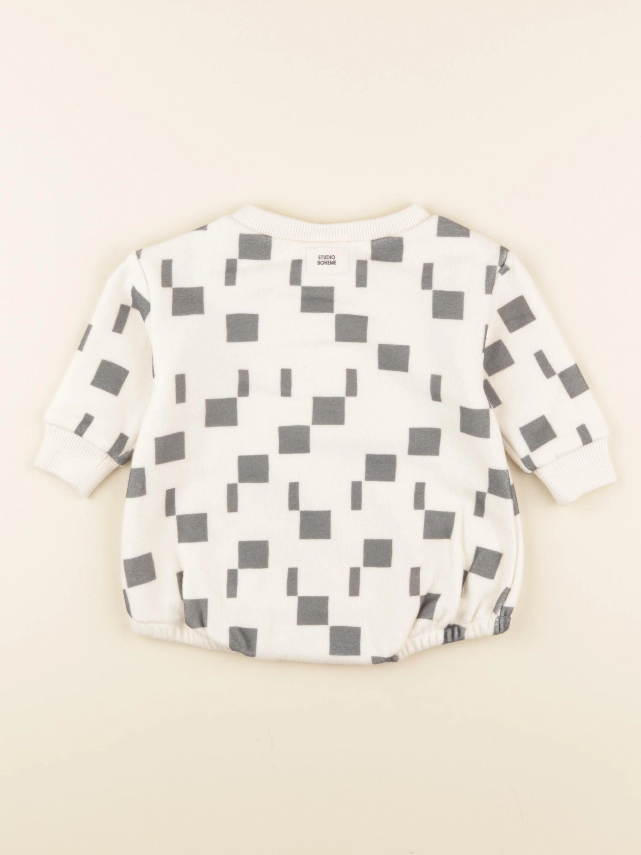 Studio Boheme - Barboteuse Milo Polaire carres beige - 6 mois