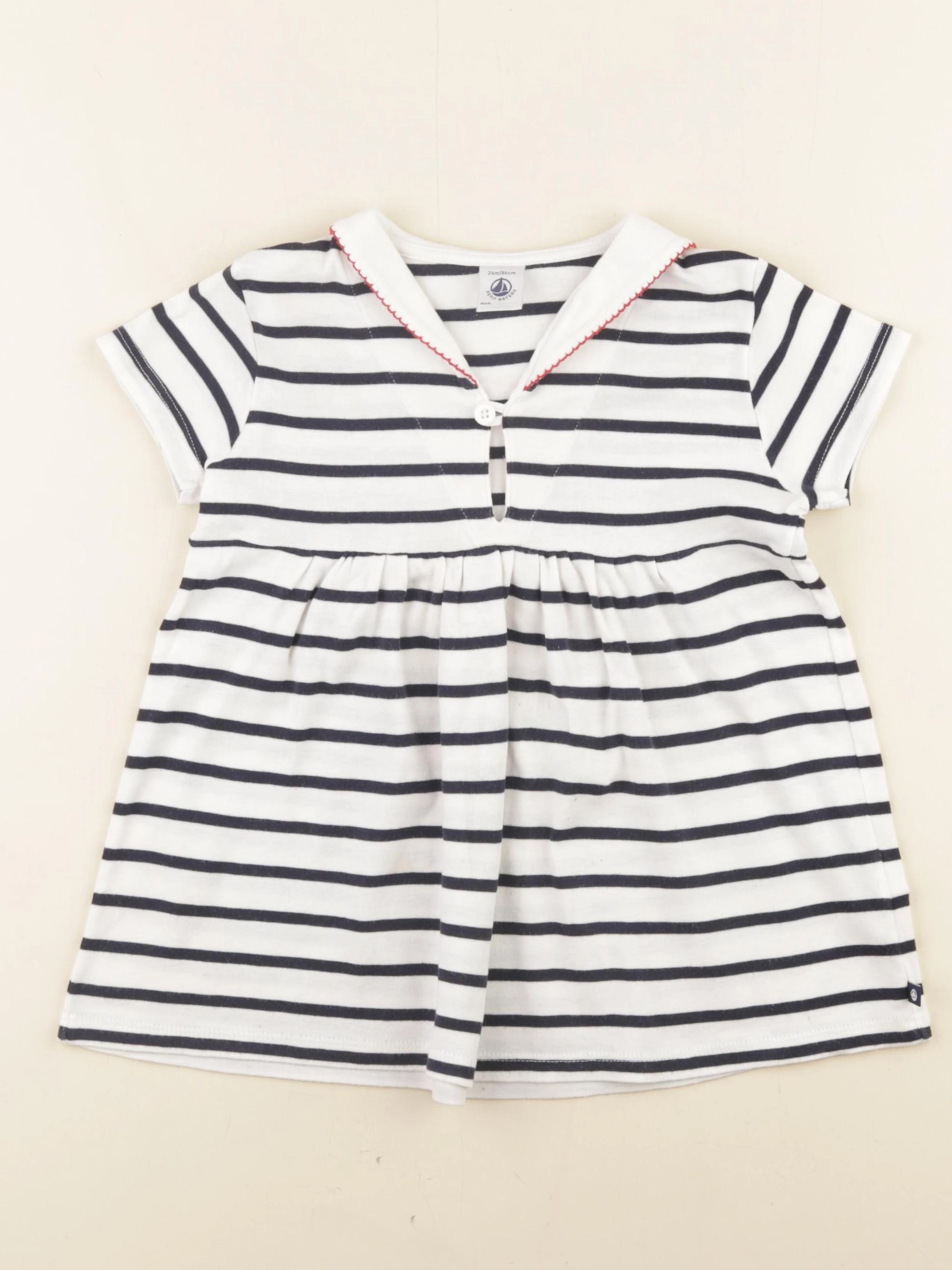Petit Bateau - robe bleu, blanc - 24 mois