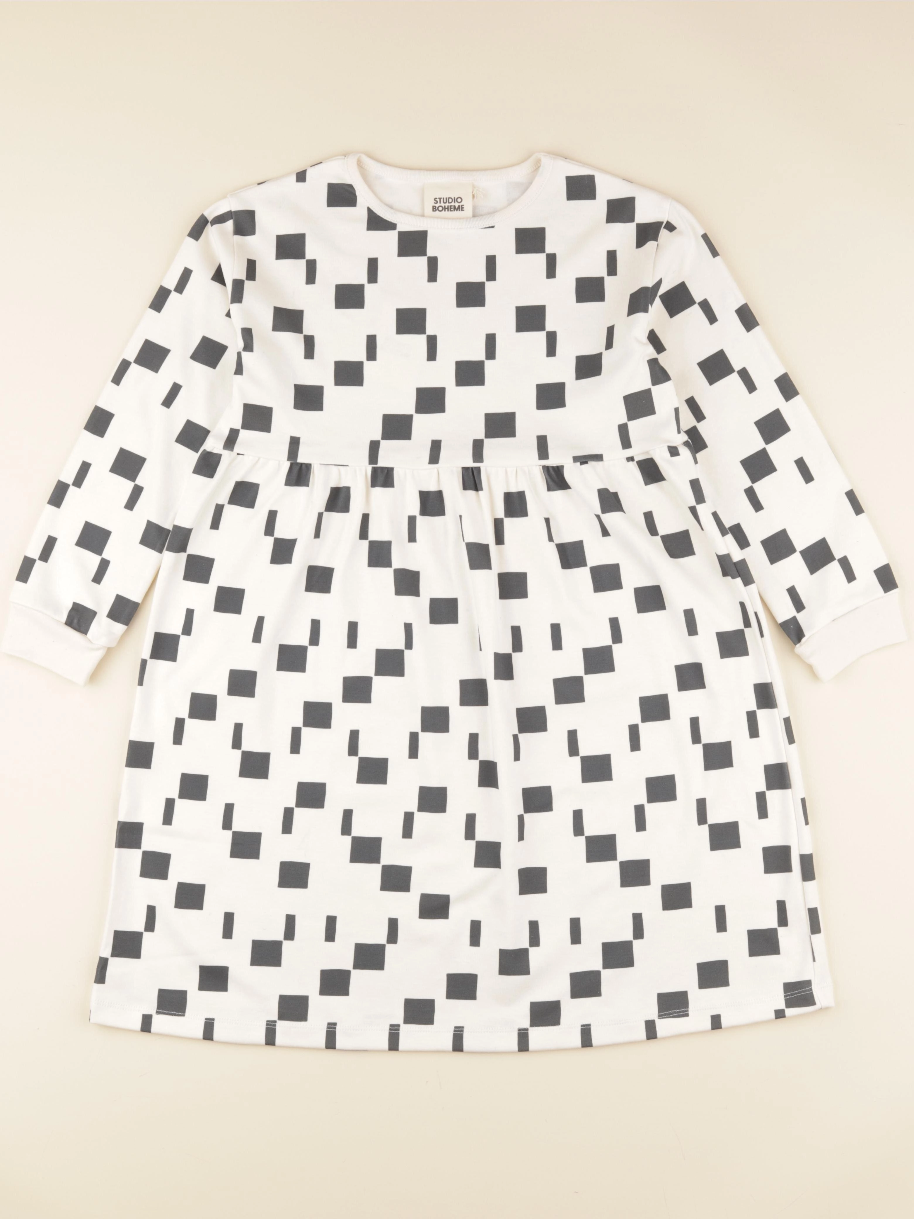 Studio Boheme - Robe Hoy Carres beige - 8 ans