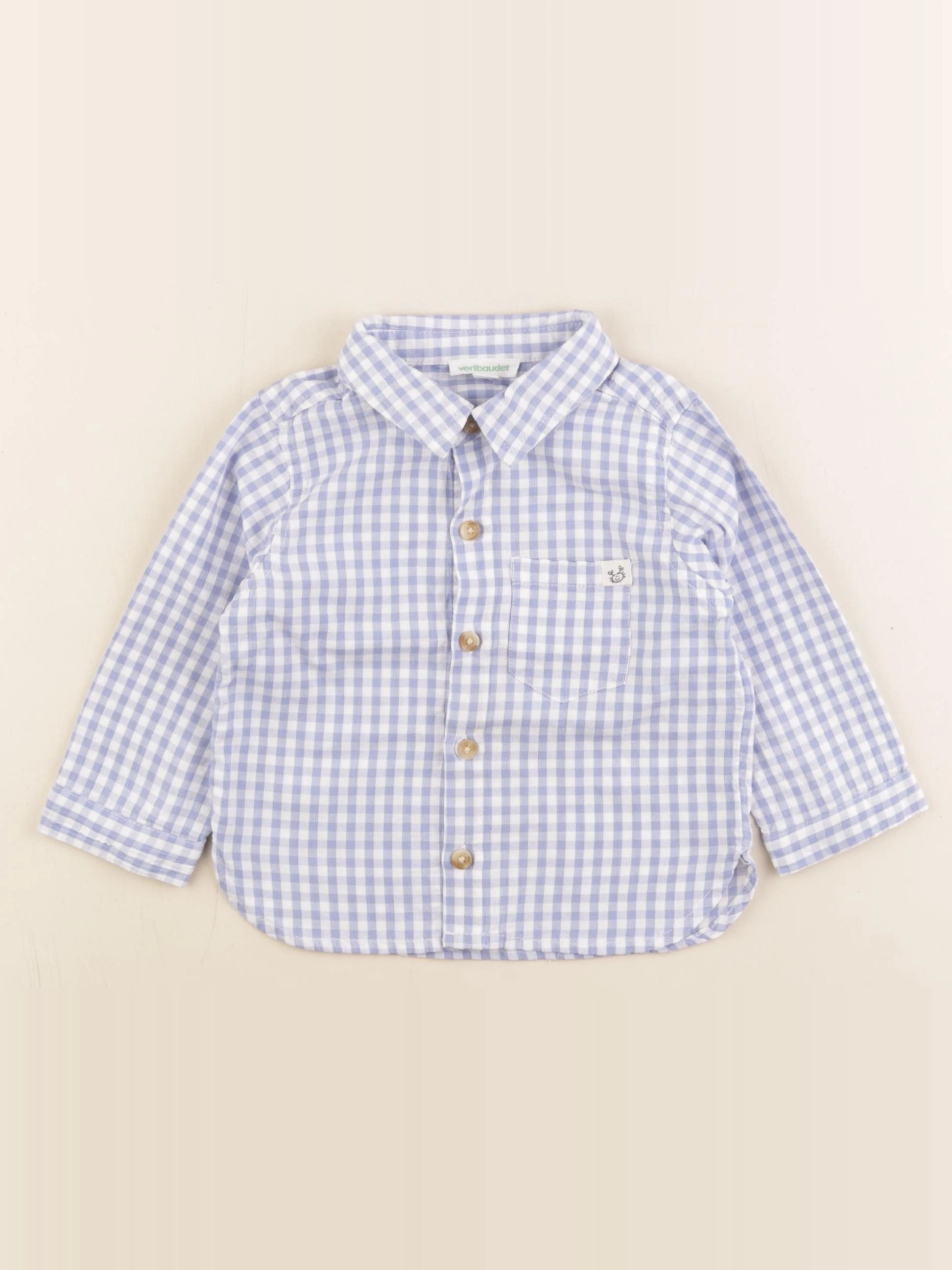 Vertbaudet - chemise blanc, bleu - 12 mois