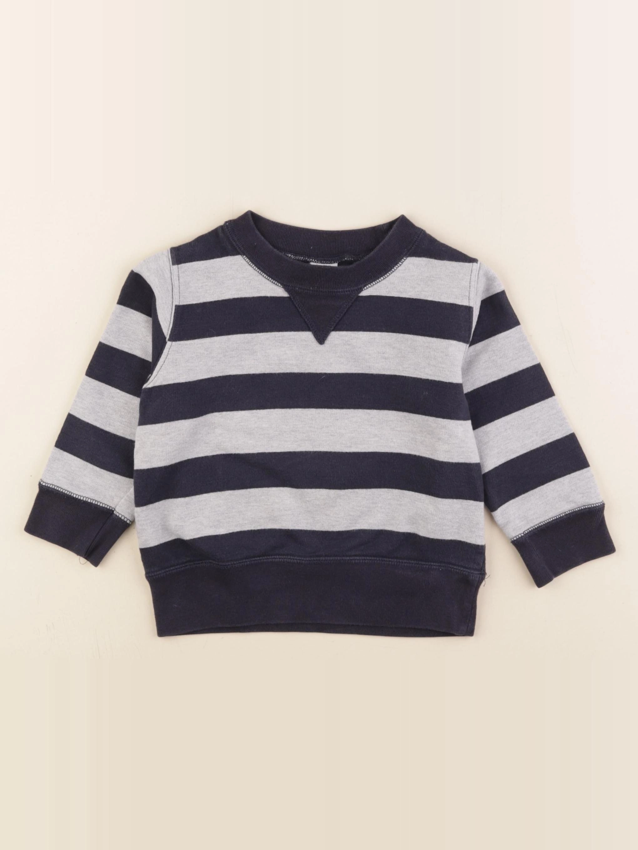 Petit Bateau - sweat gris, bleu - 2 ans