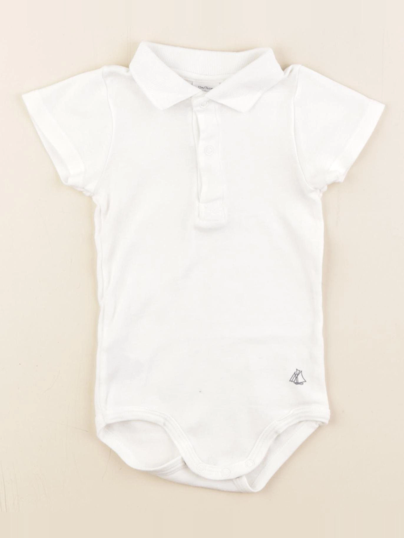 Petit Bateau - body à col blanc - 12 mois