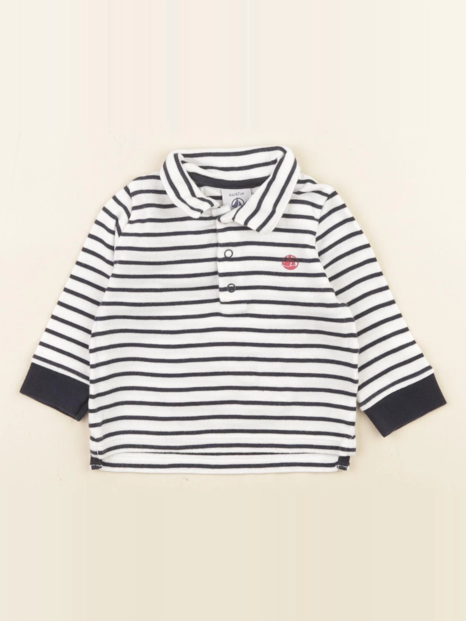 Petit Bateau - tee-shirt bleu, blanc - 6 mois