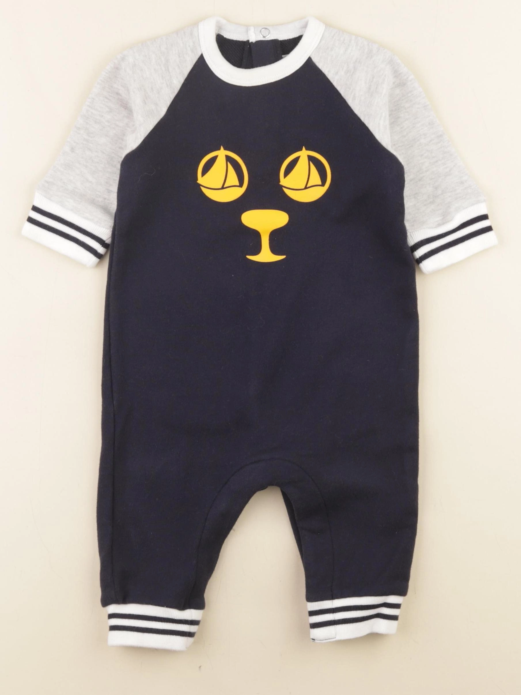 Petit Bateau - combinaison bleu, gris - 6 mois