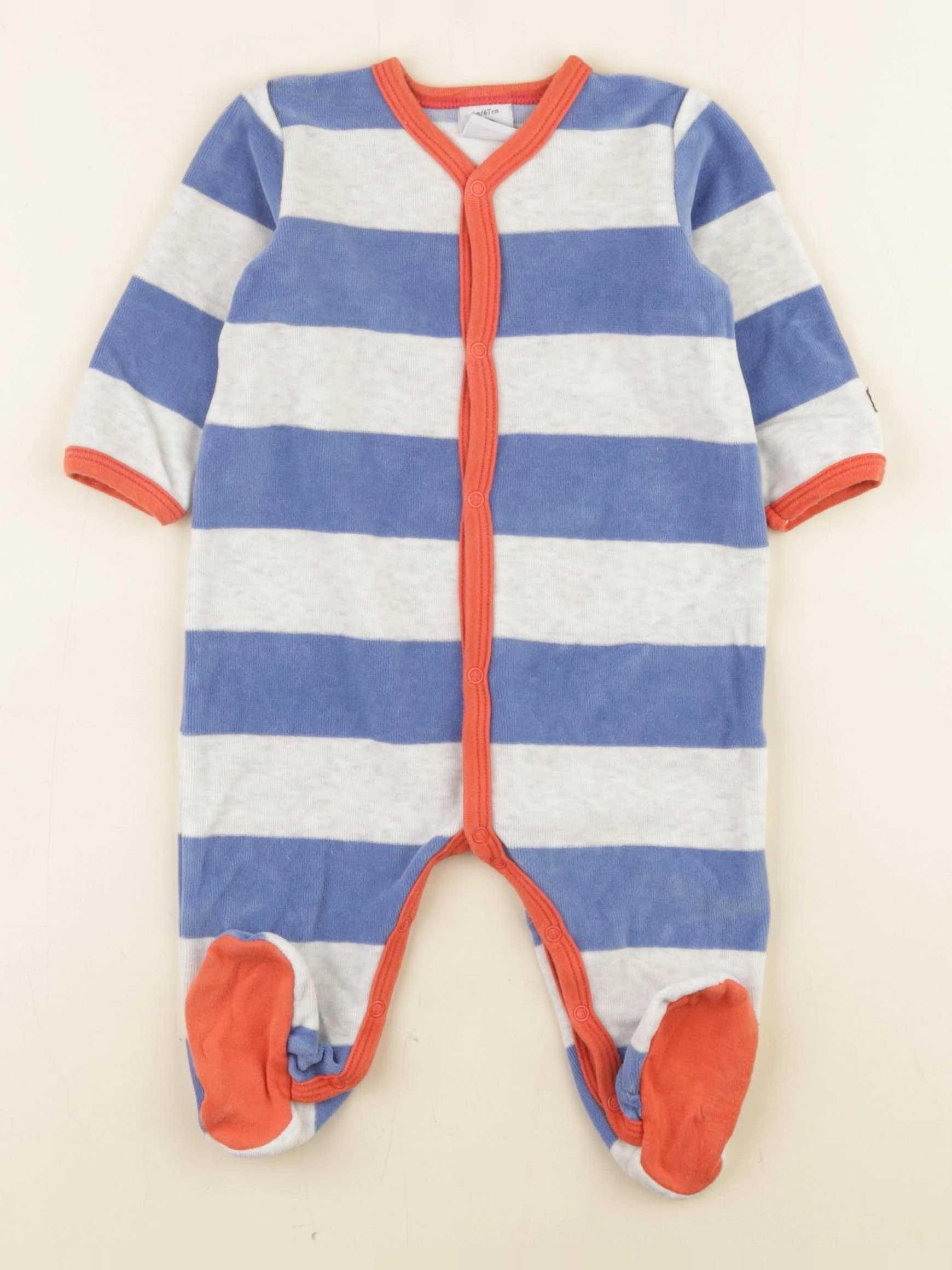 Petit Bateau - pyjama velours bleu, gris - 6 mois